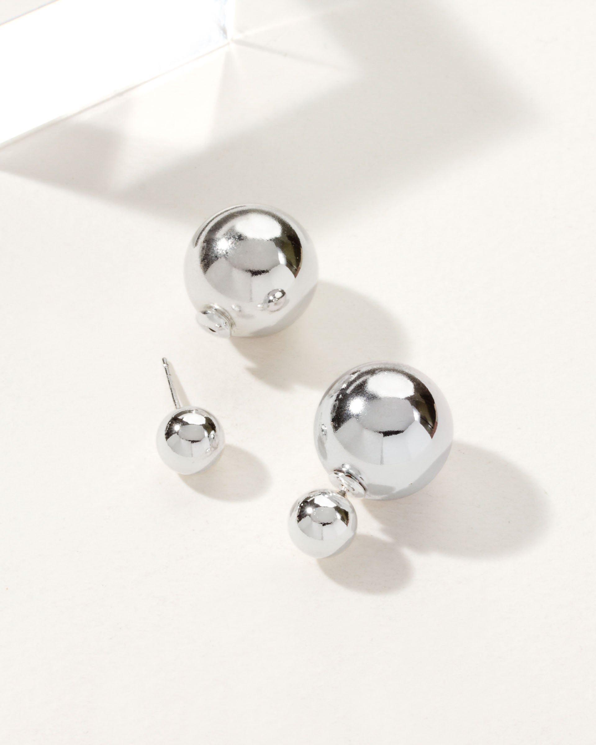 Luna Norte - Orb Front Back Earring Silver -