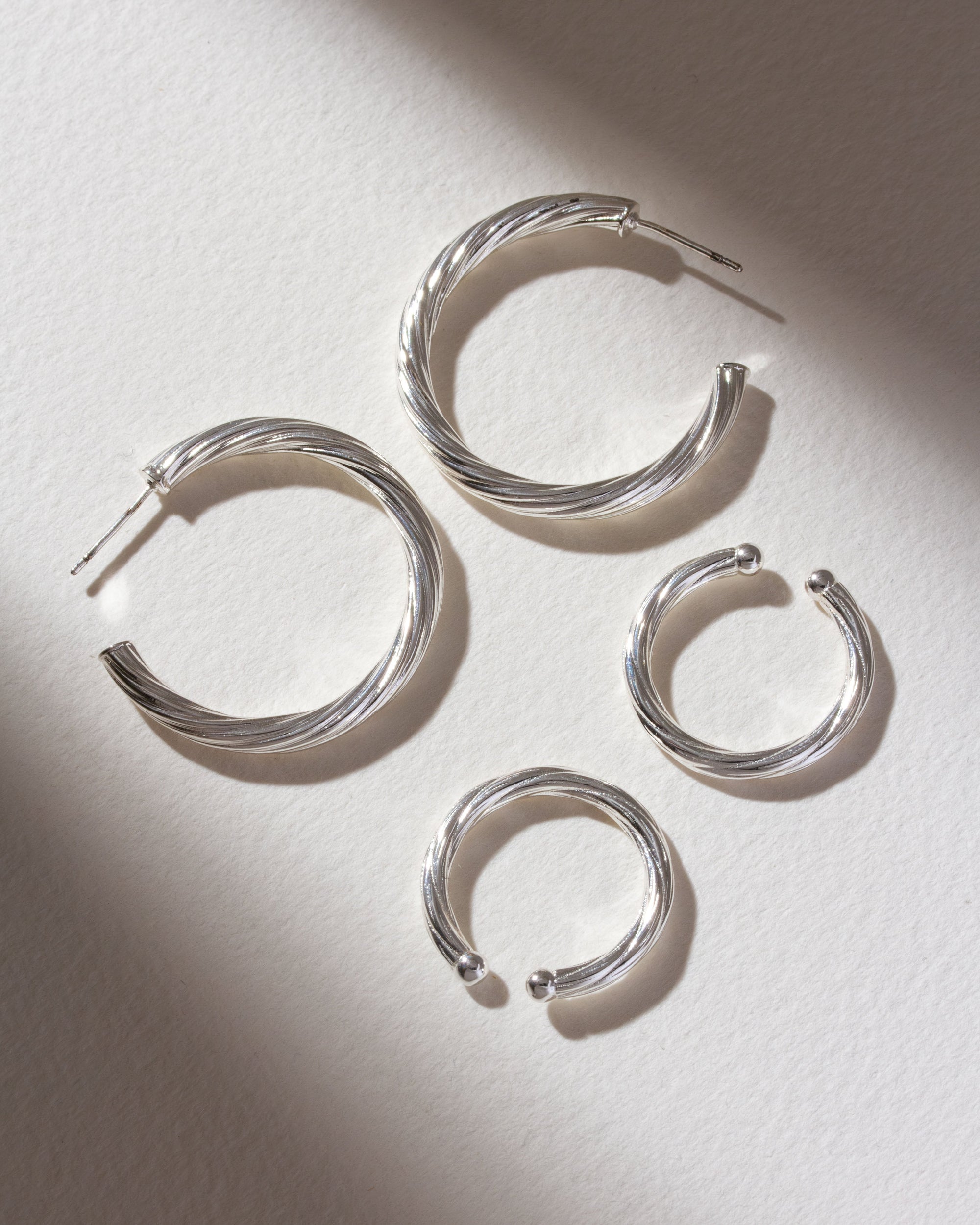 Luna Norte - Helix Twisted Lobe Layers One Look Set Silver -