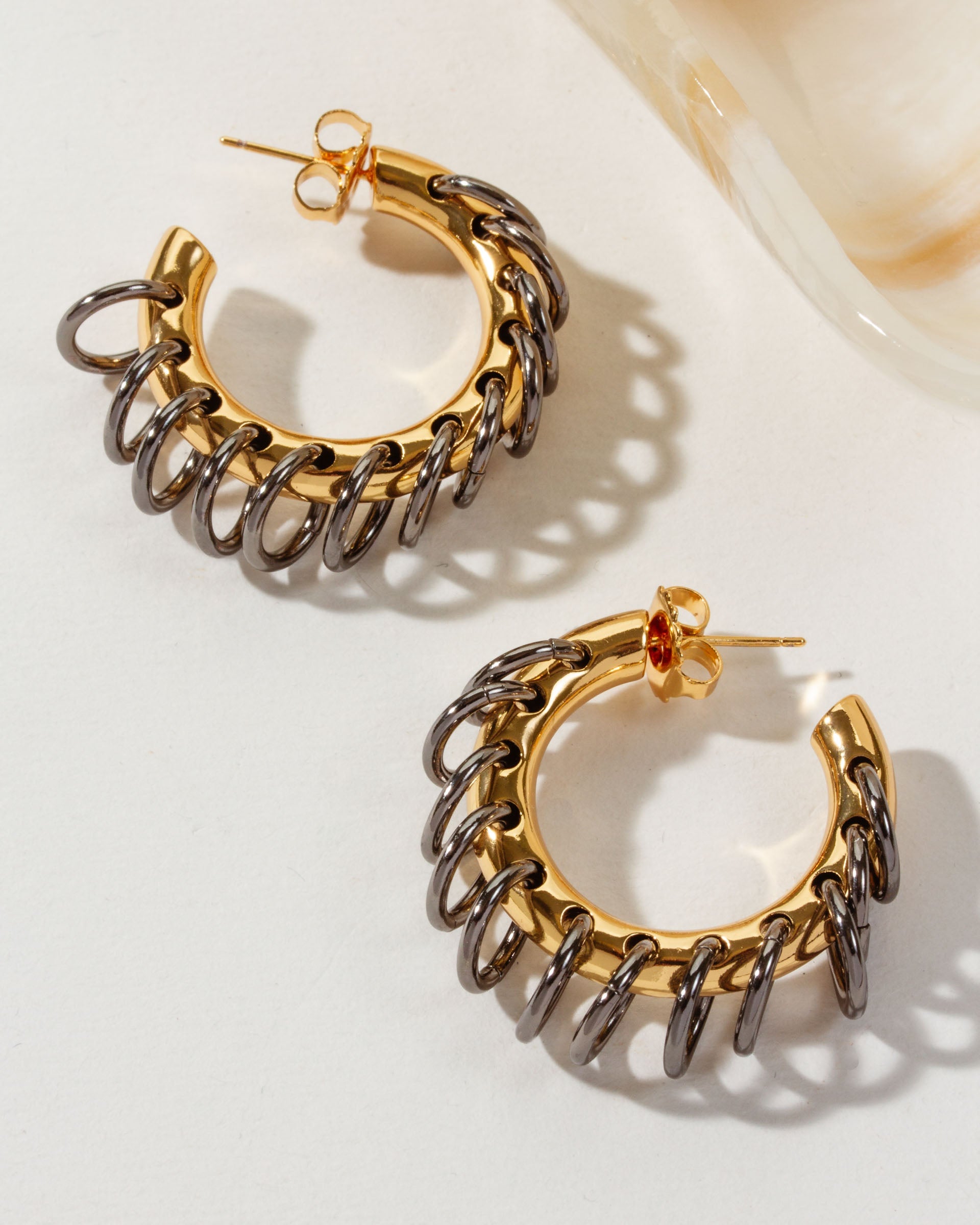 Luna Norte - Golden Eclipse Vertebrae Post Hoop Earring -