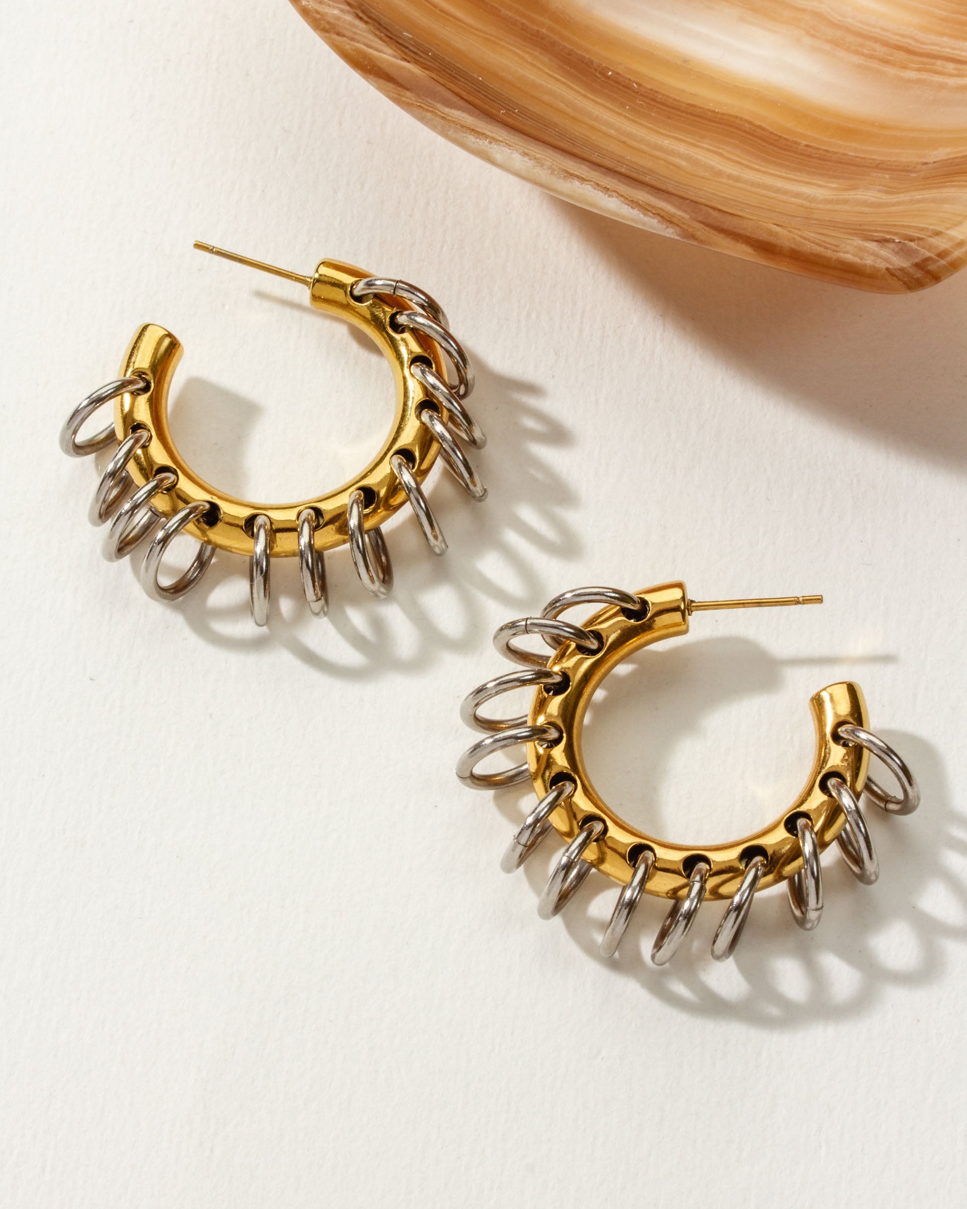 Luna Norte - Golden Eclipse Vertebrae Post Hoop Earring -