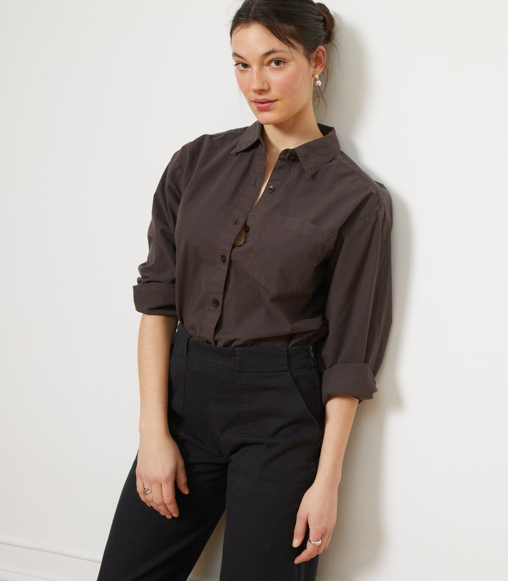 Loup - Diana Relaxed Button Up Shirt - Espresso -