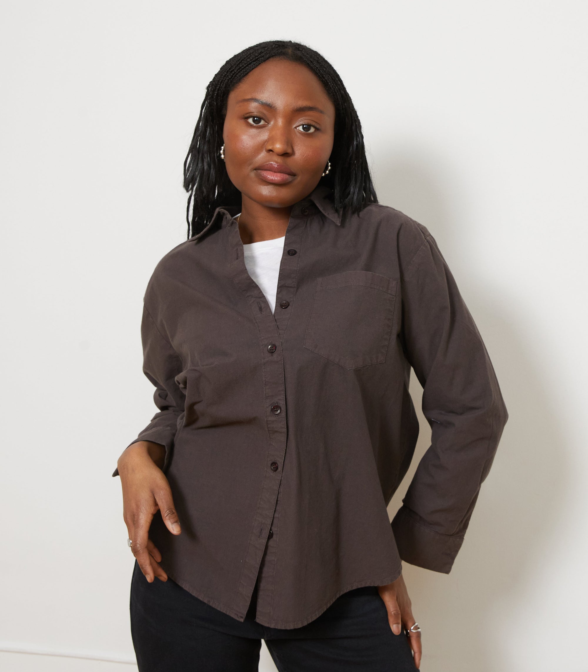 Loup - Diana Relaxed Button Up Shirt - Espresso -