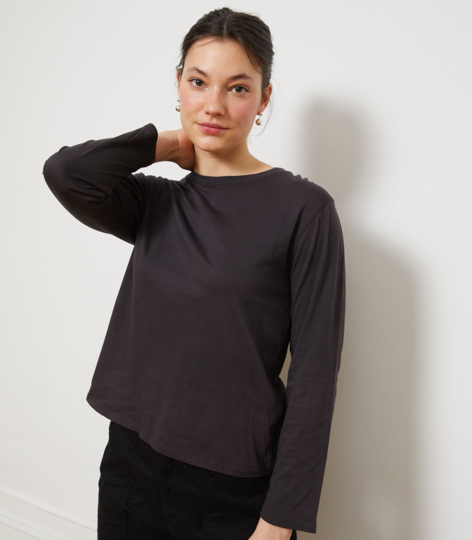 Loup - Penny Washed Long Sleeve Tee - Espresso -