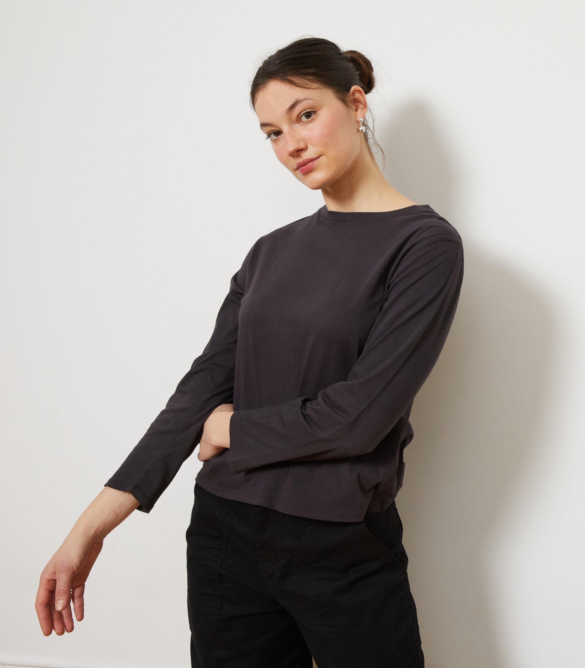 Loup - Penny Washed Long Sleeve Tee - Espresso -