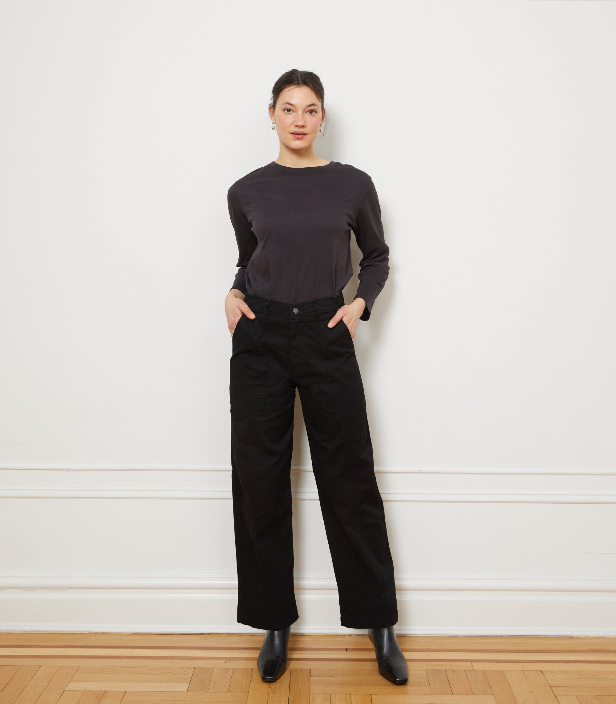 Loup - Penny Washed Long Sleeve Tee - Espresso -