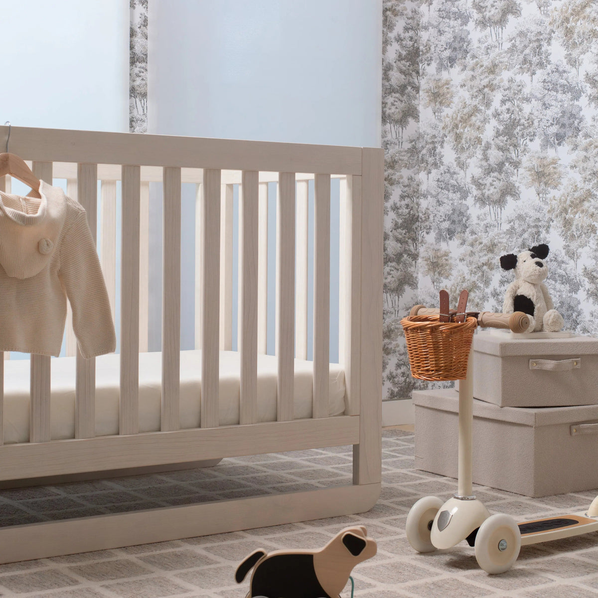 ettitude - Linen+ Bamboo Crib &amp; Toddler Fitted Sheet - Crib Stone