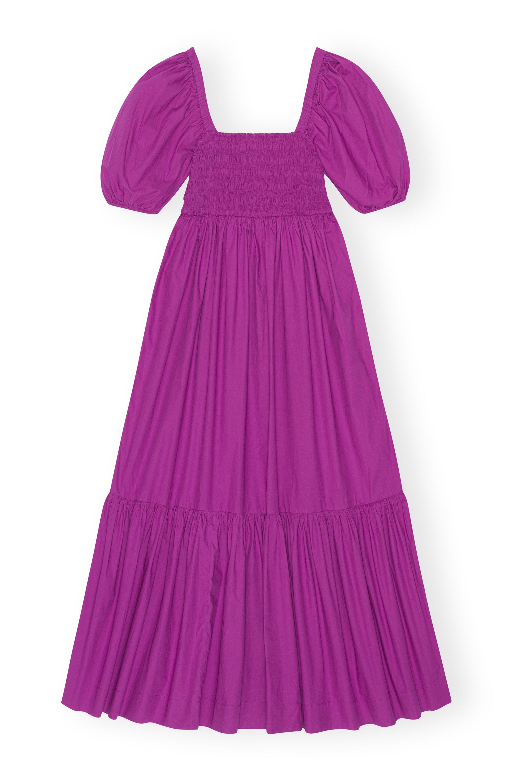Ganni - Cotton Poplin Smock Maxi Dress - Purple Wine -