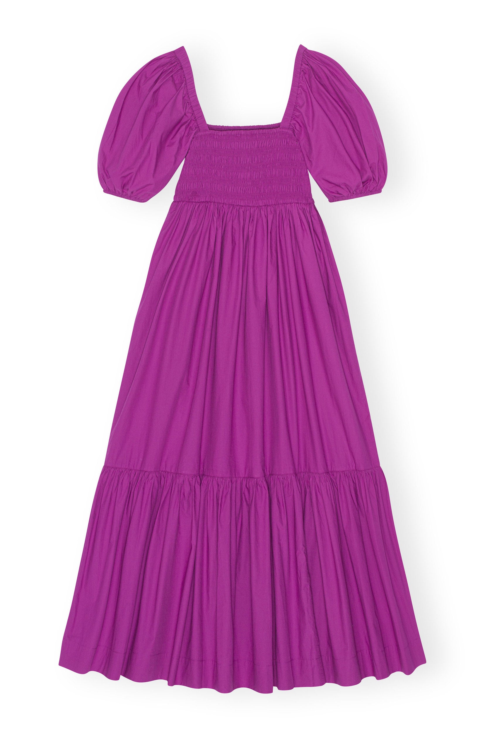 Ganni - Cotton Poplin Smock Maxi Dress - Purple Wine -