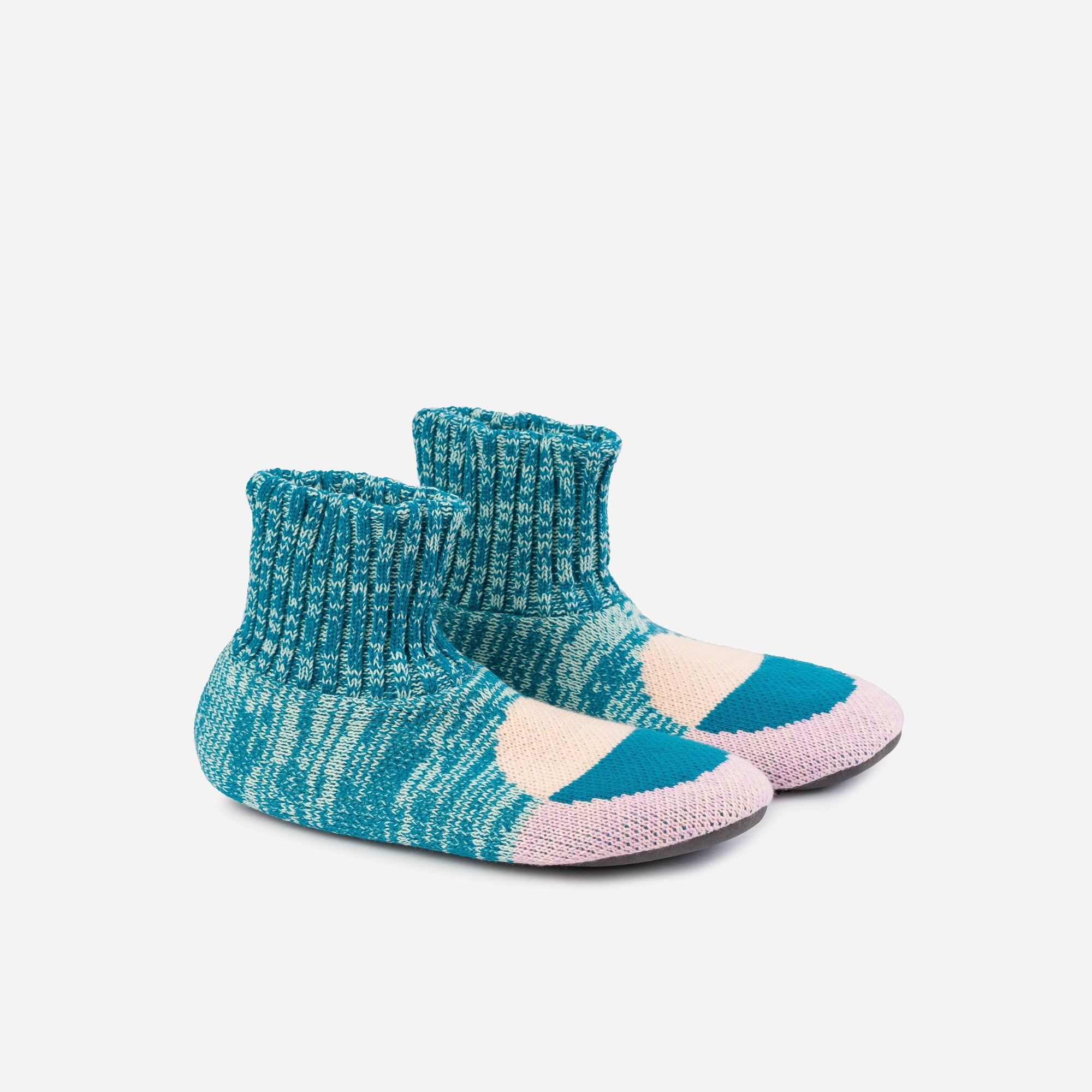 Verloop - Flip Dot Knit Sock Slippers - Blush Teal