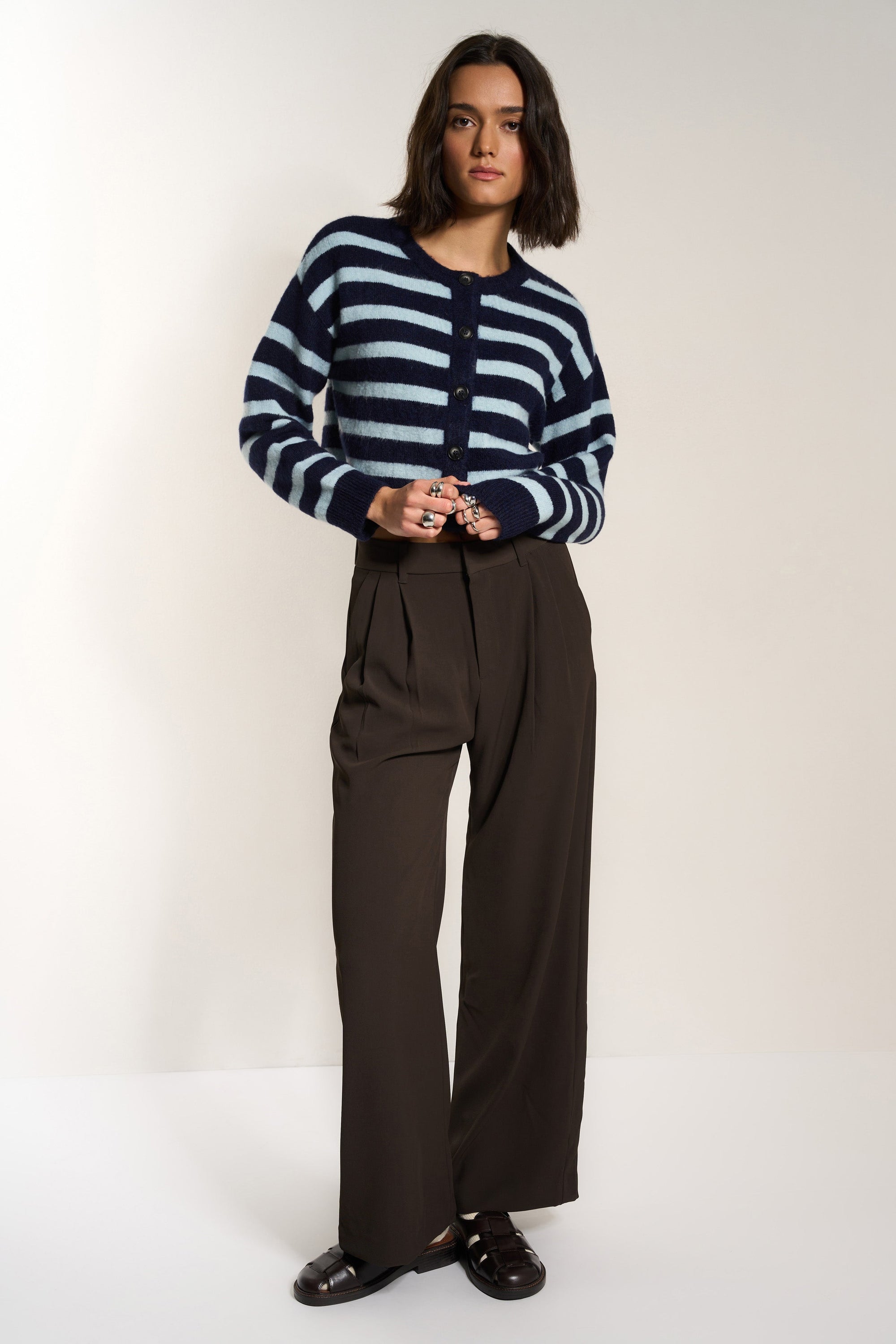 Callahan Knitwear - Fiona Cardigan - Sky Stripe -