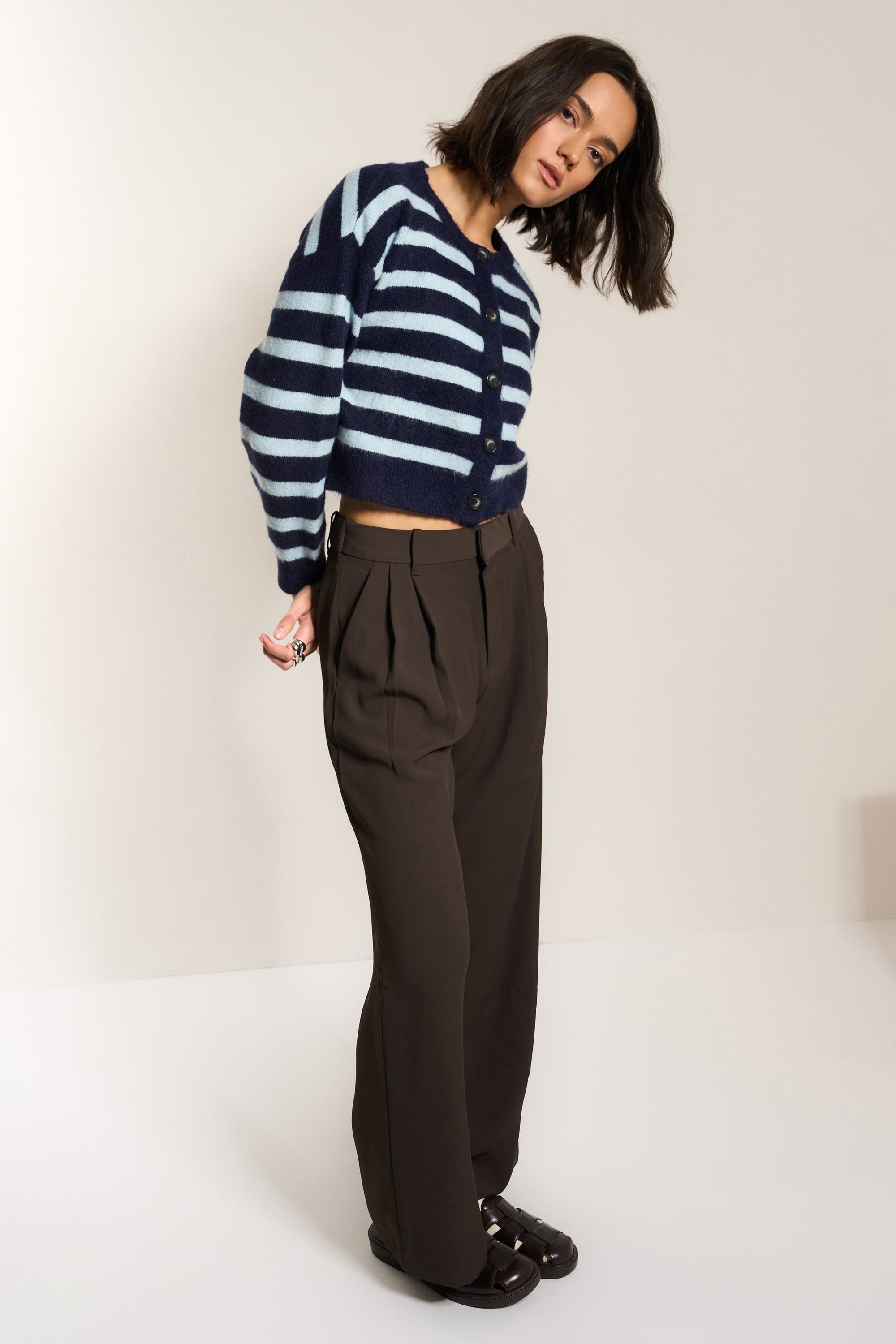 Callahan Knitwear - Fiona Cardigan - Sky Stripe -