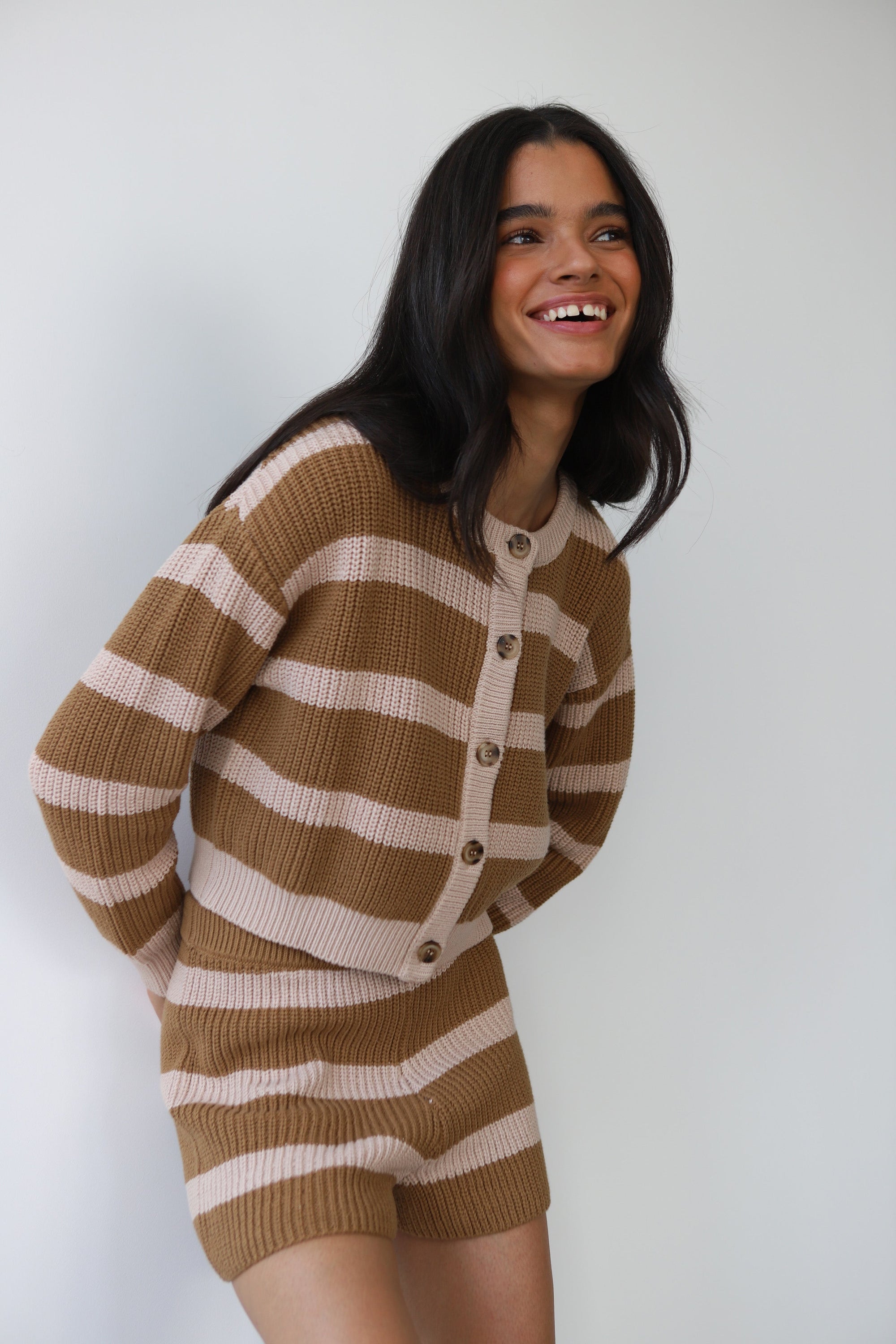 Callahan Knitwear - Fiona Cardigan - Ginger Root Stripe -