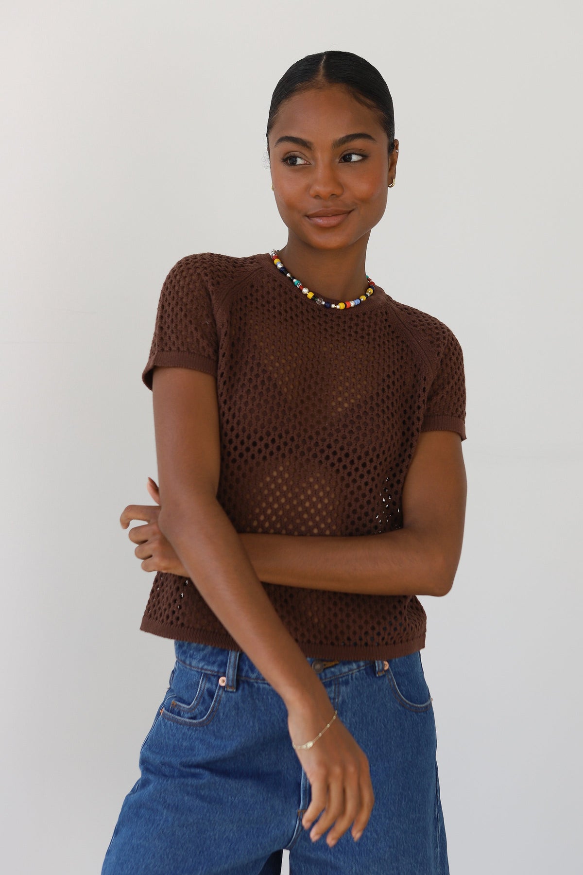 Francisca Crochet Tee - Chocolate