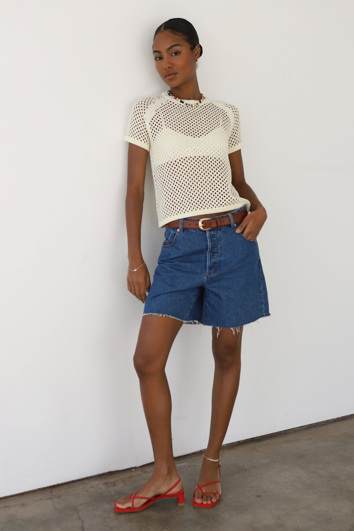 Francisca Crochet Tee - Creme