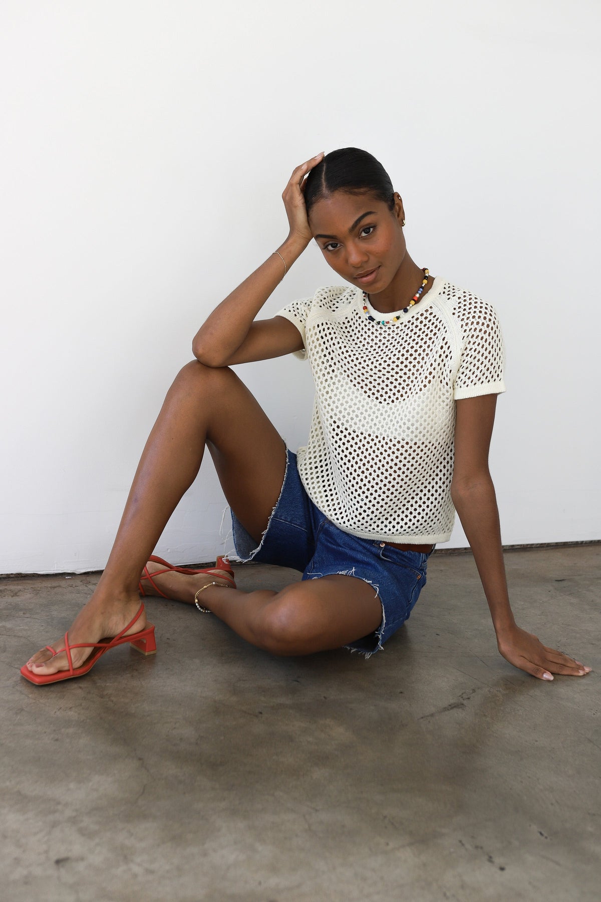 Francisca Crochet Tee - Creme