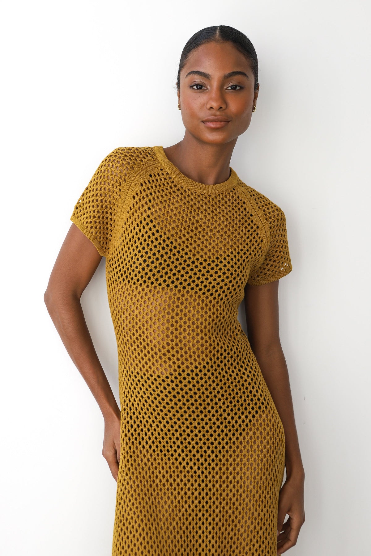 Francisca Crochet Midi Dress - Bronze