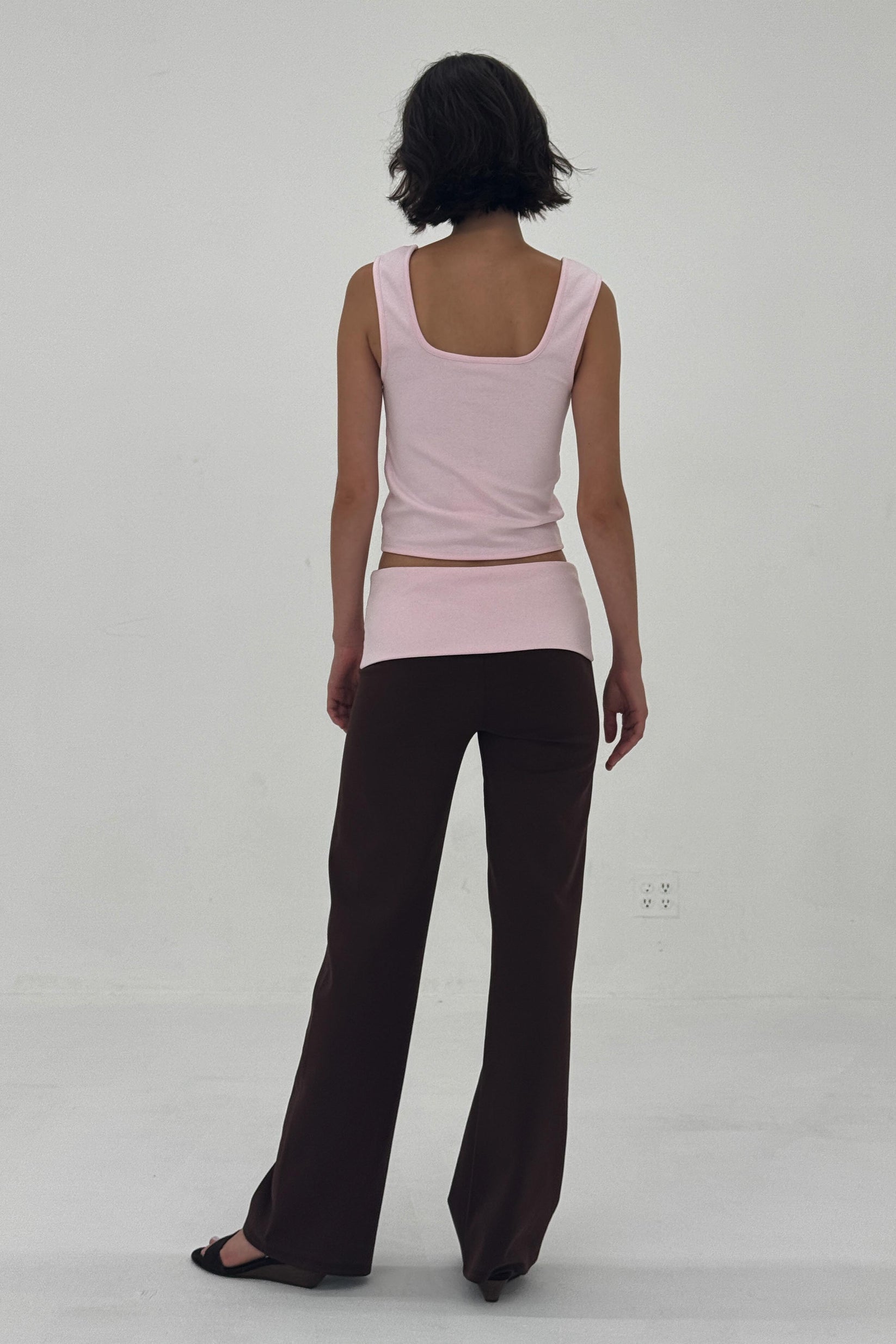 Find Me Now - Foldover Ponte Pants - Strawberry Chocolate -