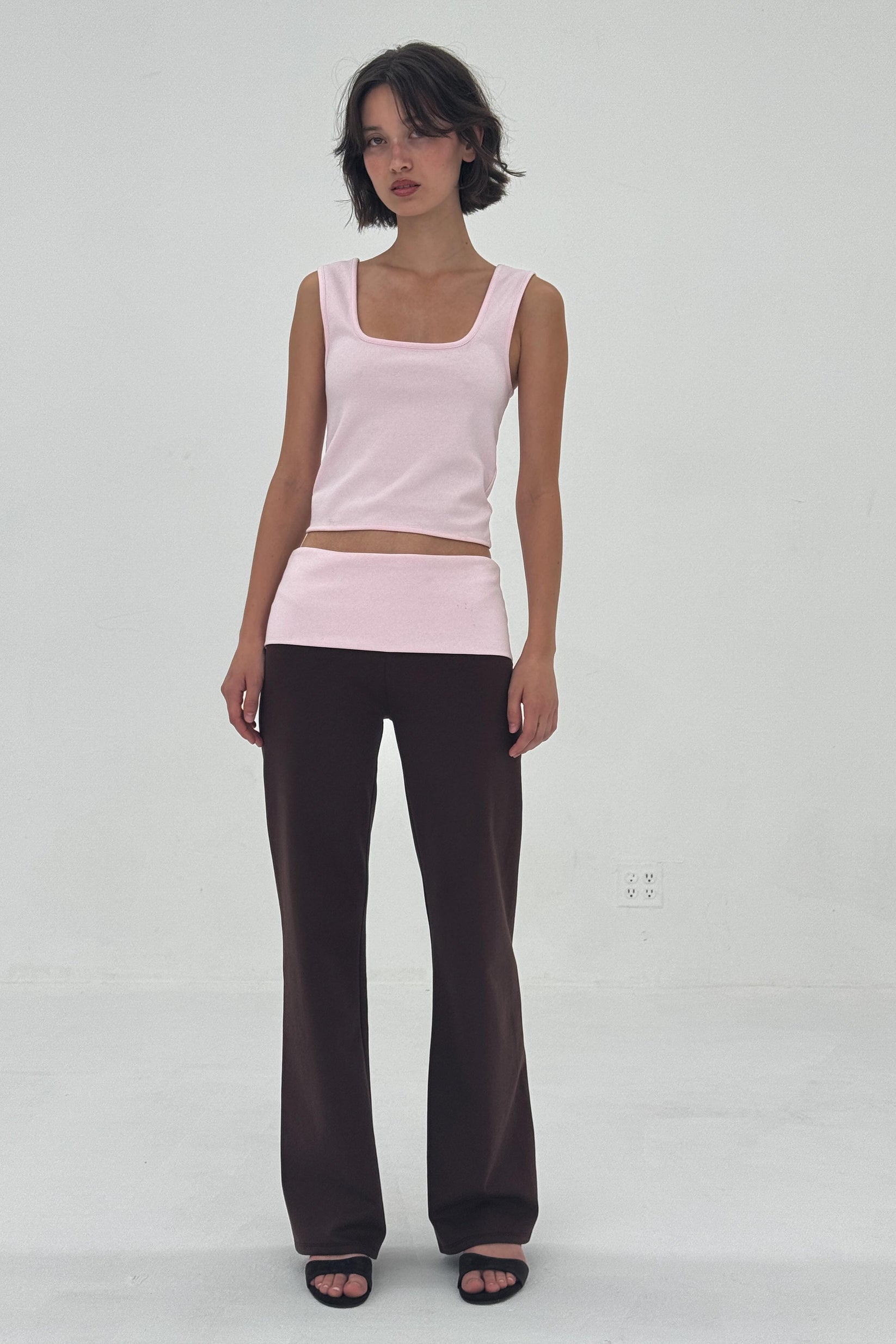 Find Me Now - Foldover Ponte Pants - Strawberry Chocolate -