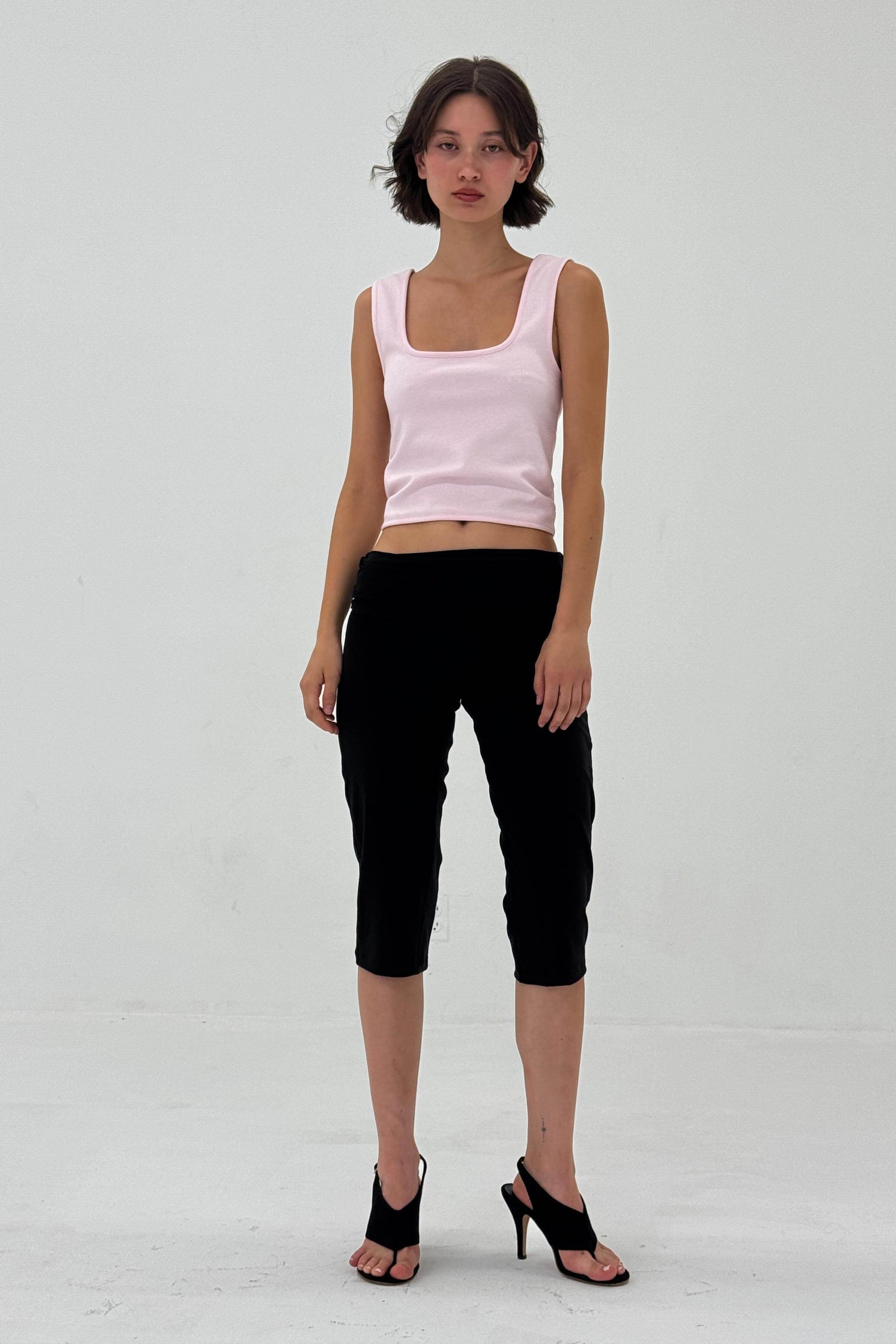 Find Me Now - Square Neck Ponte Tank Top - Strawberry Cream -