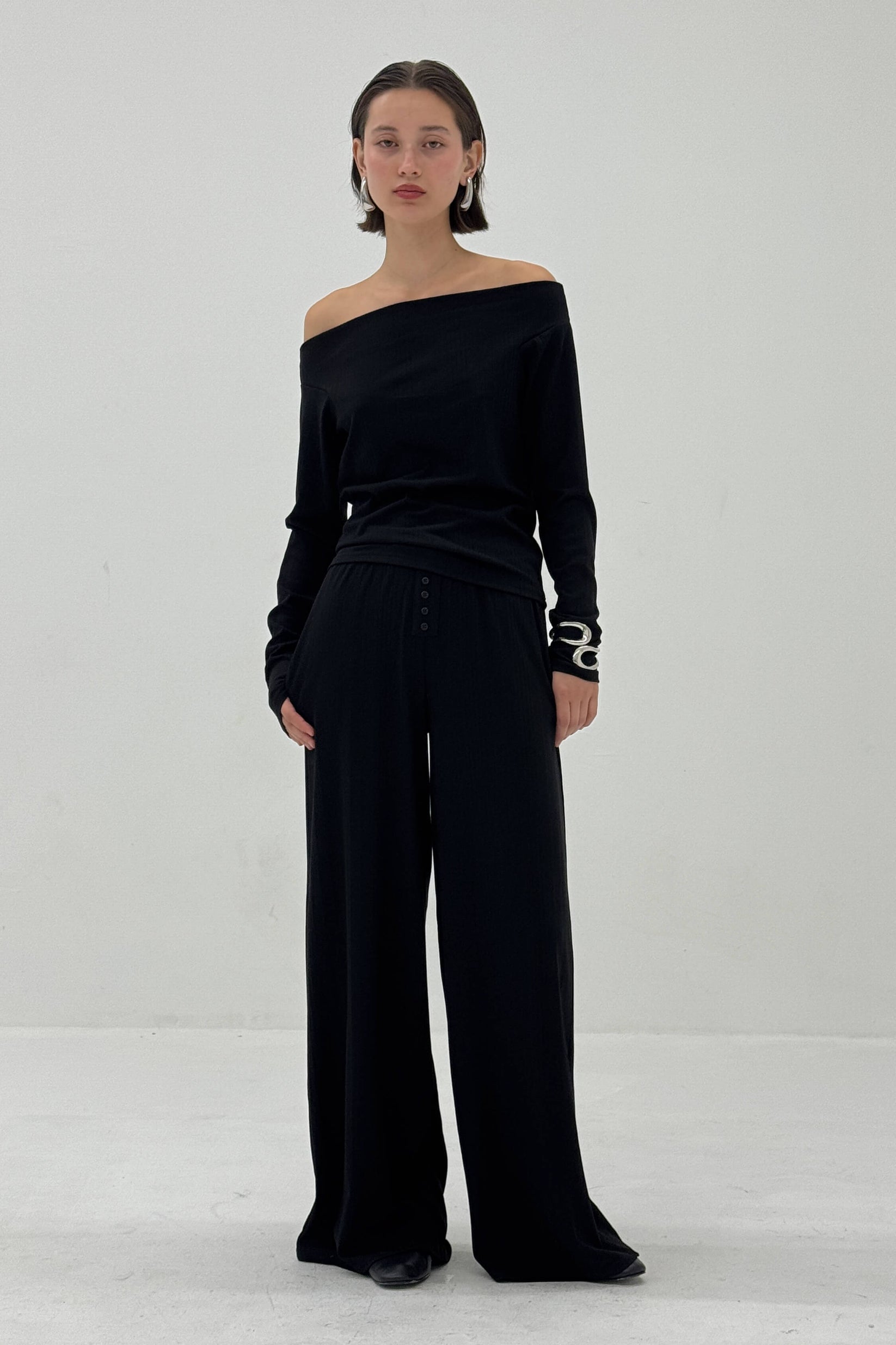 Find Me Now - Button Lounge Pants - Black -