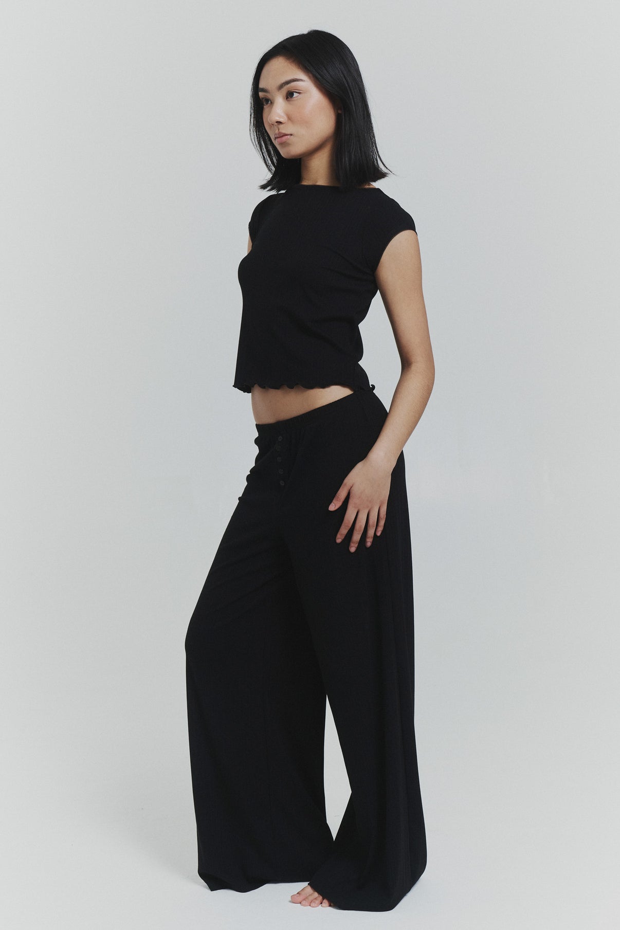 Find Me Now - Button Lounge Pants - Black -
