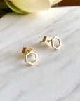 Peter + June - Geo Studs - Gold Hexagon -