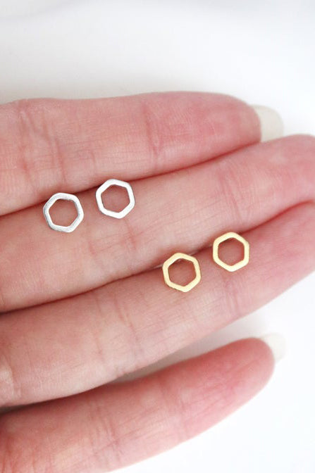 Peter + June - Geo Studs - Gold Hexagon -