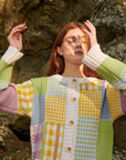 Gigi Knitwear - Patchwork Cardigan - Lime Multi -
