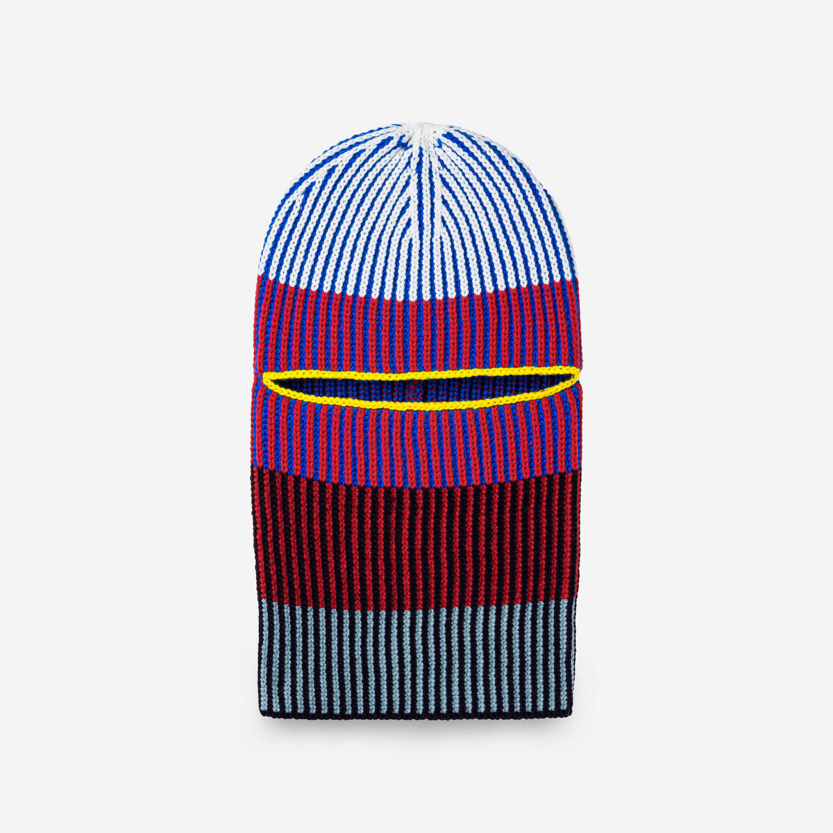 Verloop - Hi-Low Stripe Knit Balaclava - Ruby Cobalt