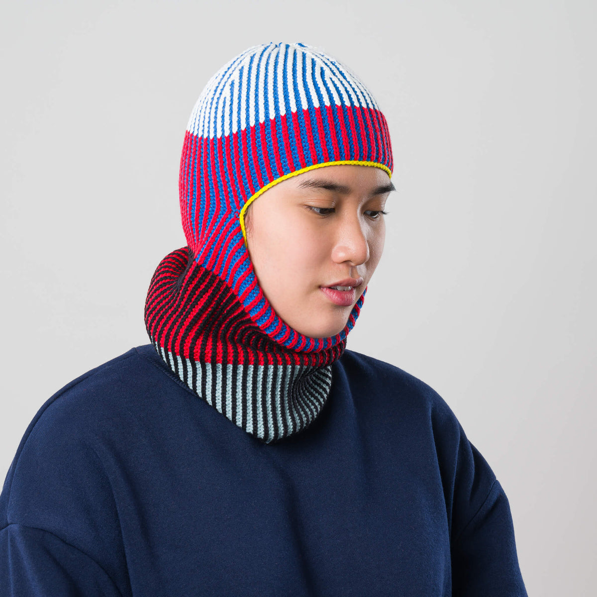Verloop - Hi-Low Stripe Knit Balaclava -