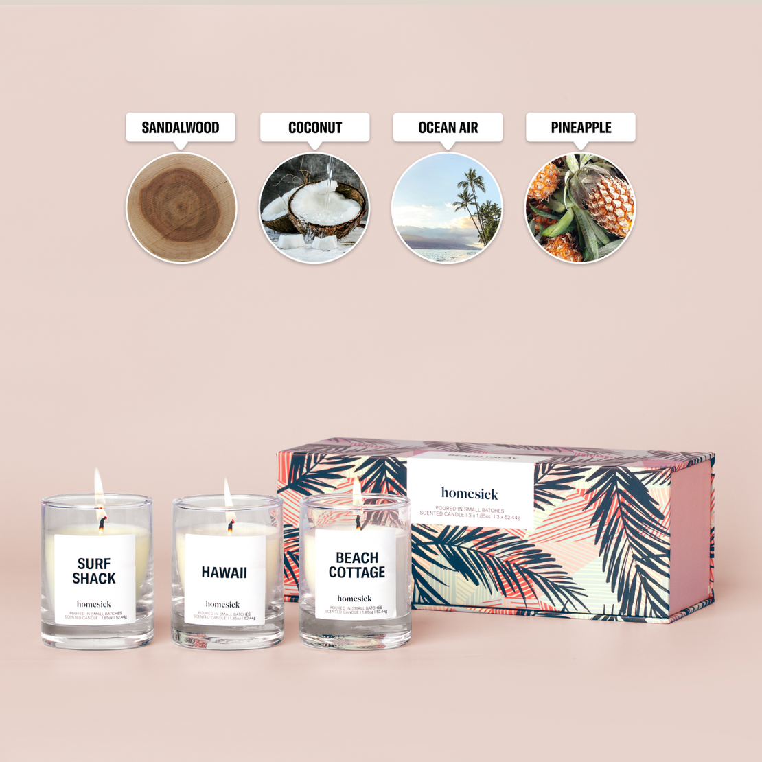 Homesick Candles - Beach Vacay Mini Candle Trio -