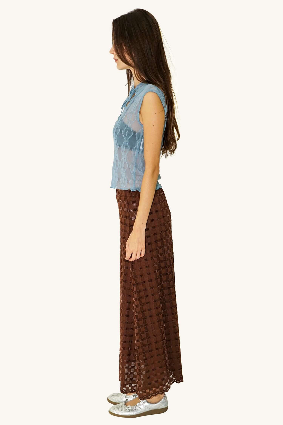 Find Me Now - Harmony Checkered Skirt - Brown -