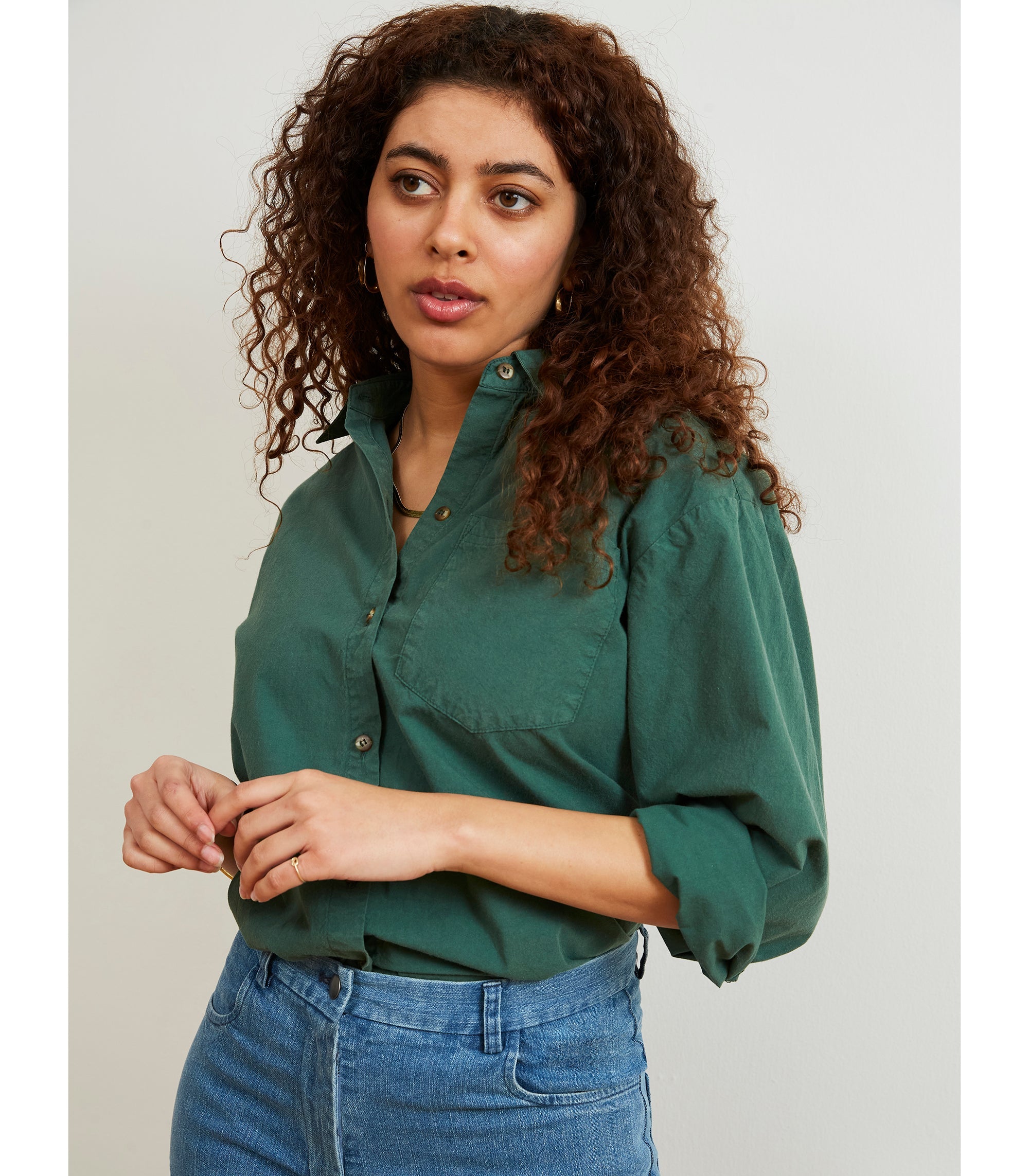 Loup - Elise Oversized Button Up Shirt - Hunter -