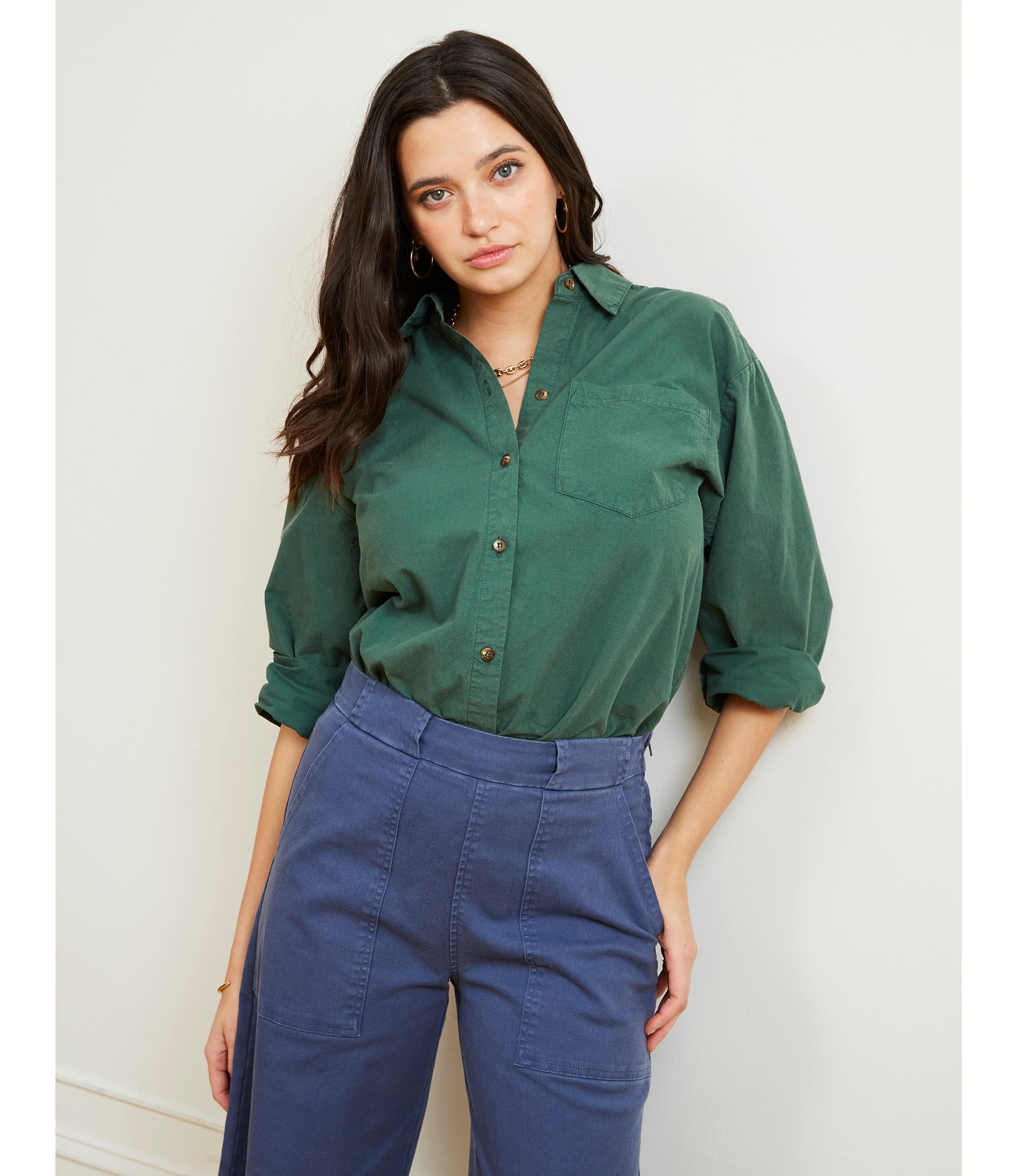 Loup - Elise Oversized Button Up Shirt - Hunter -