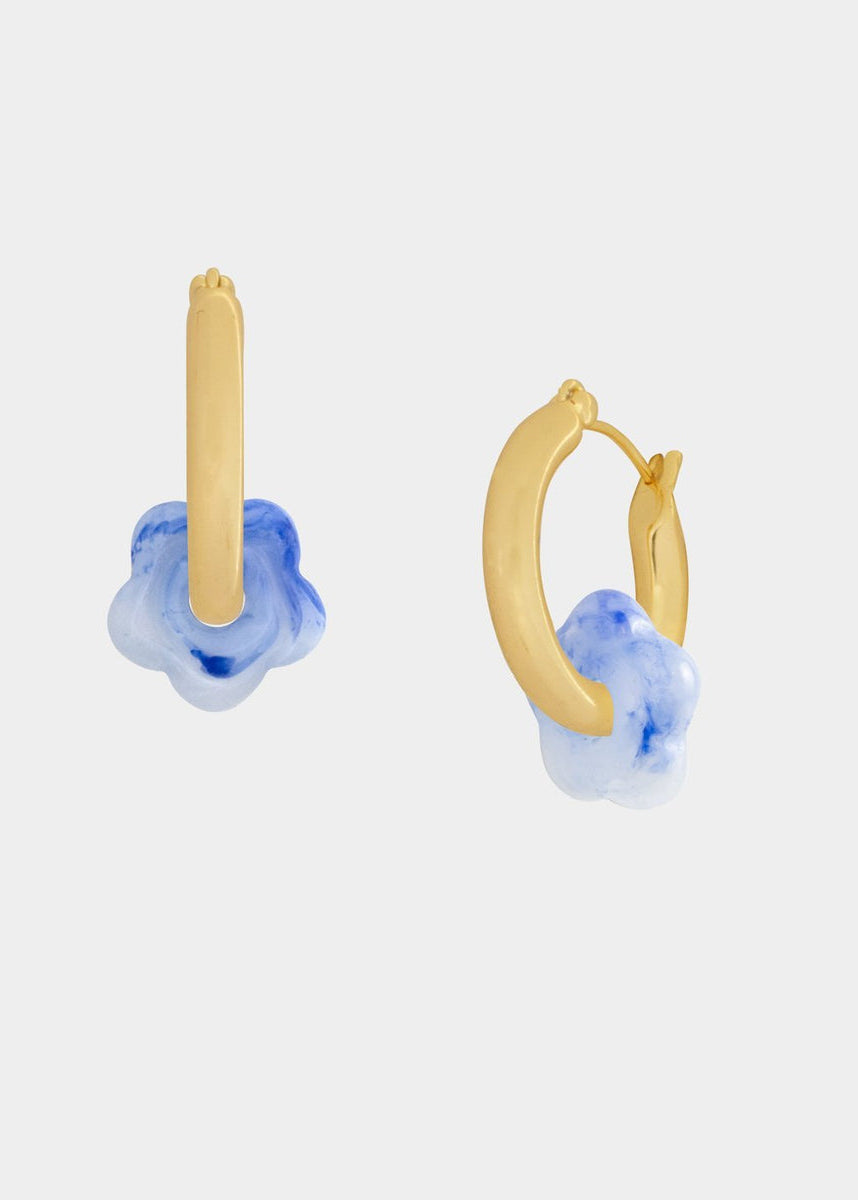 Siizu - Giada Tiny Floral Hoop - Bethany Blue -