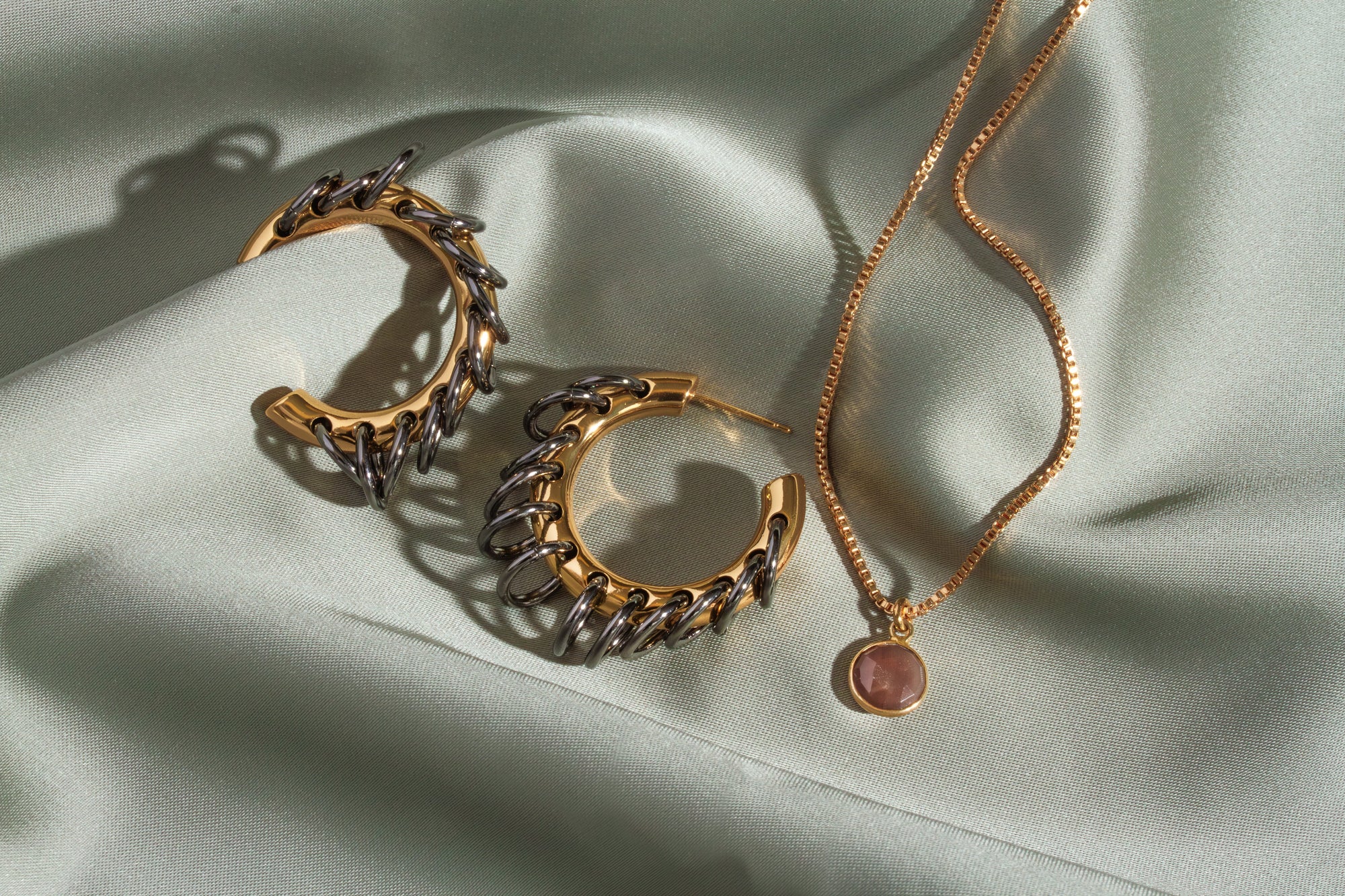 Luna Norte - Golden Eclipse Vertebrae Post Hoop Earring -