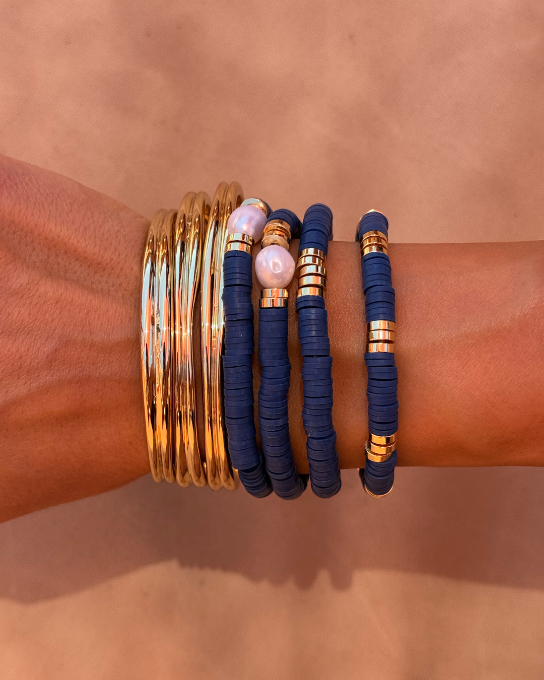 Luv Aj - The Seville Pearl Bracelet Set - Navy -