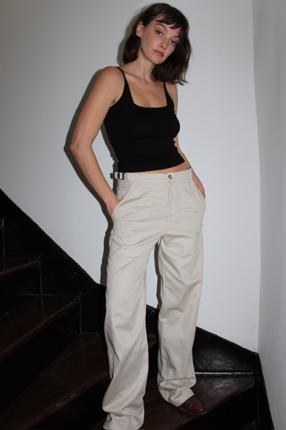 NA NIN - Ingrid Cotton Twill Carpenter Pant - Sand - M 33"