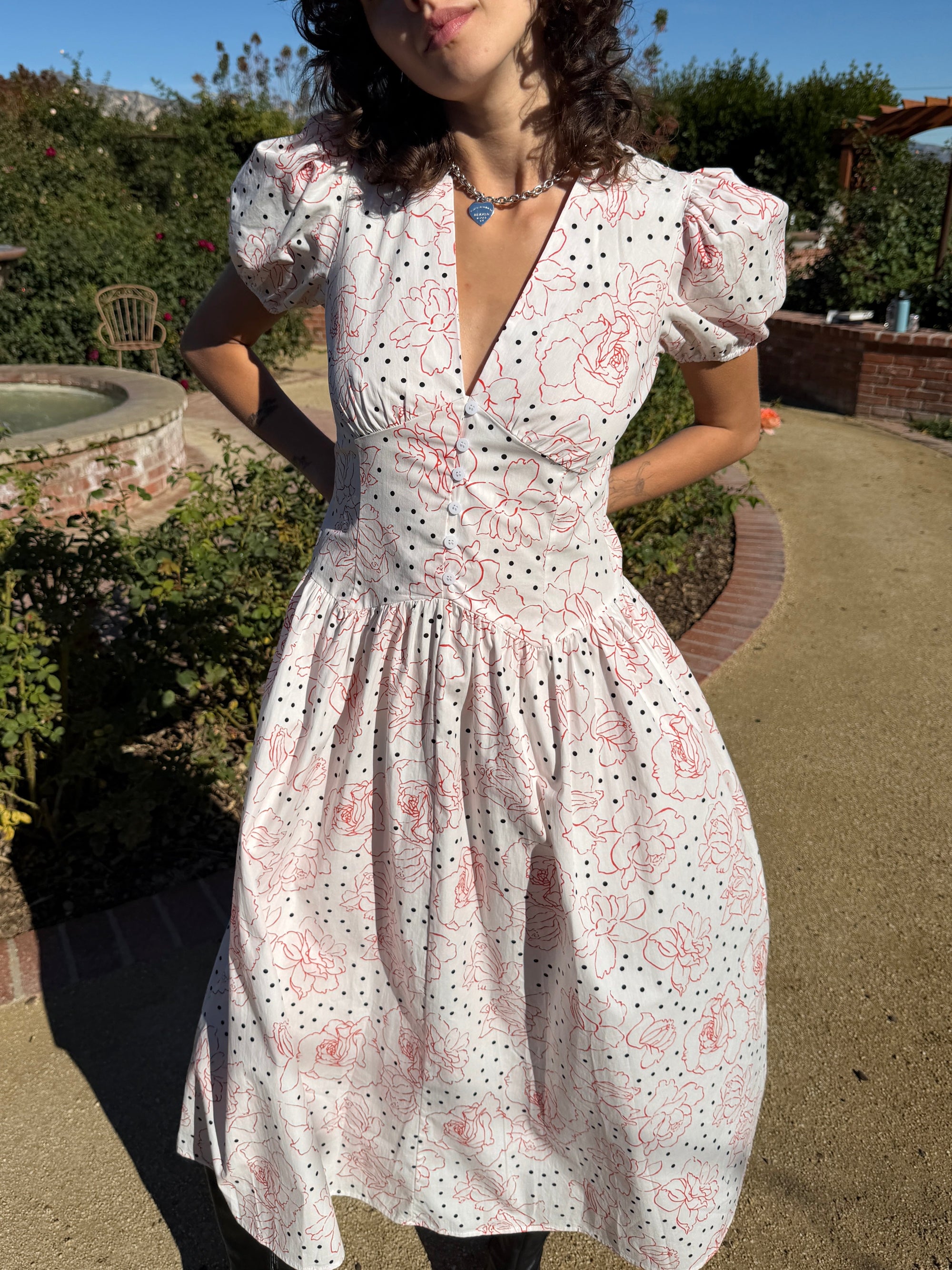 Lisa Says Gah - Elizabeth Dress - Rose White Dot -