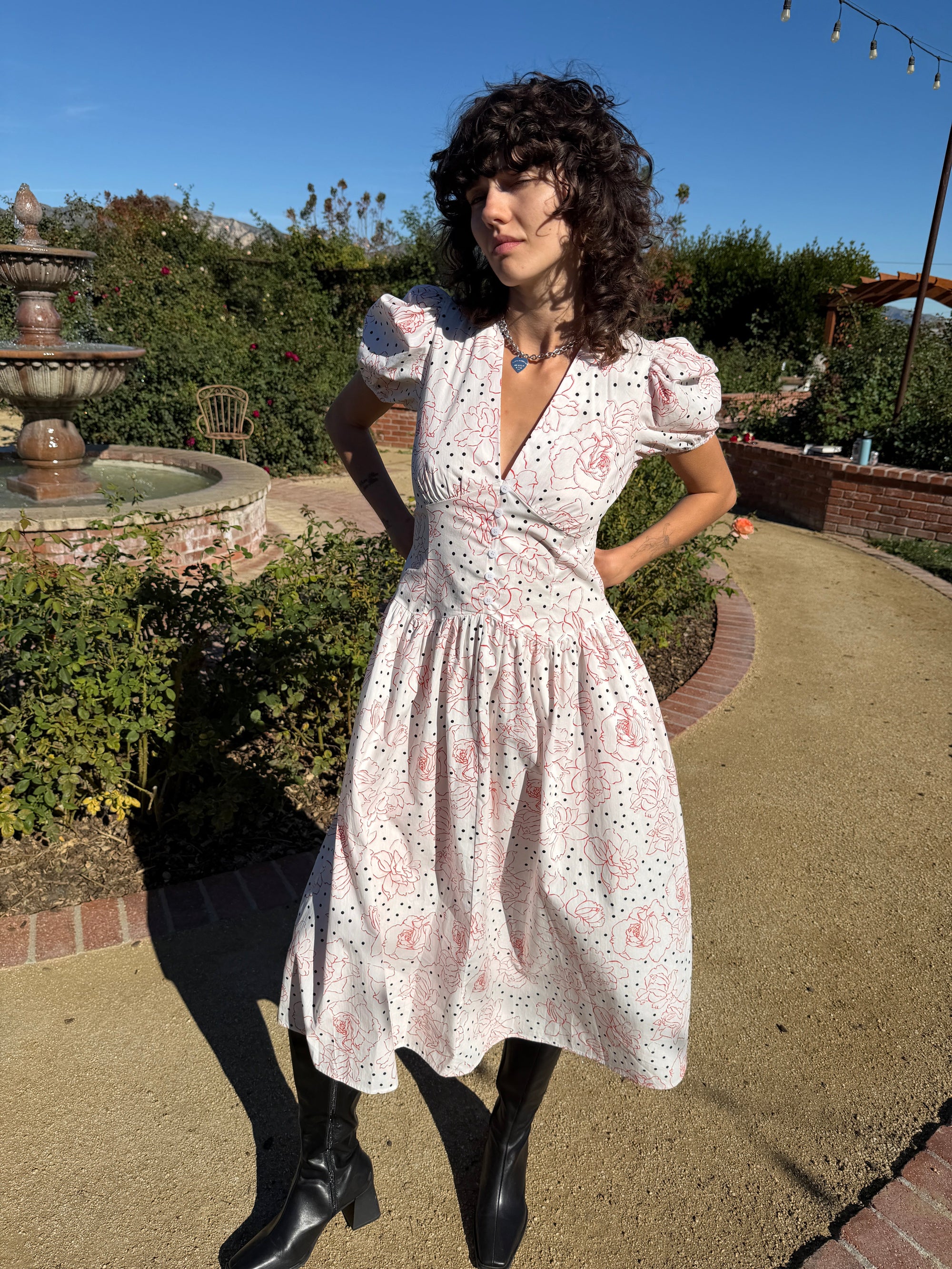 Lisa Says Gah - Elizabeth Dress - Rose White Dot -