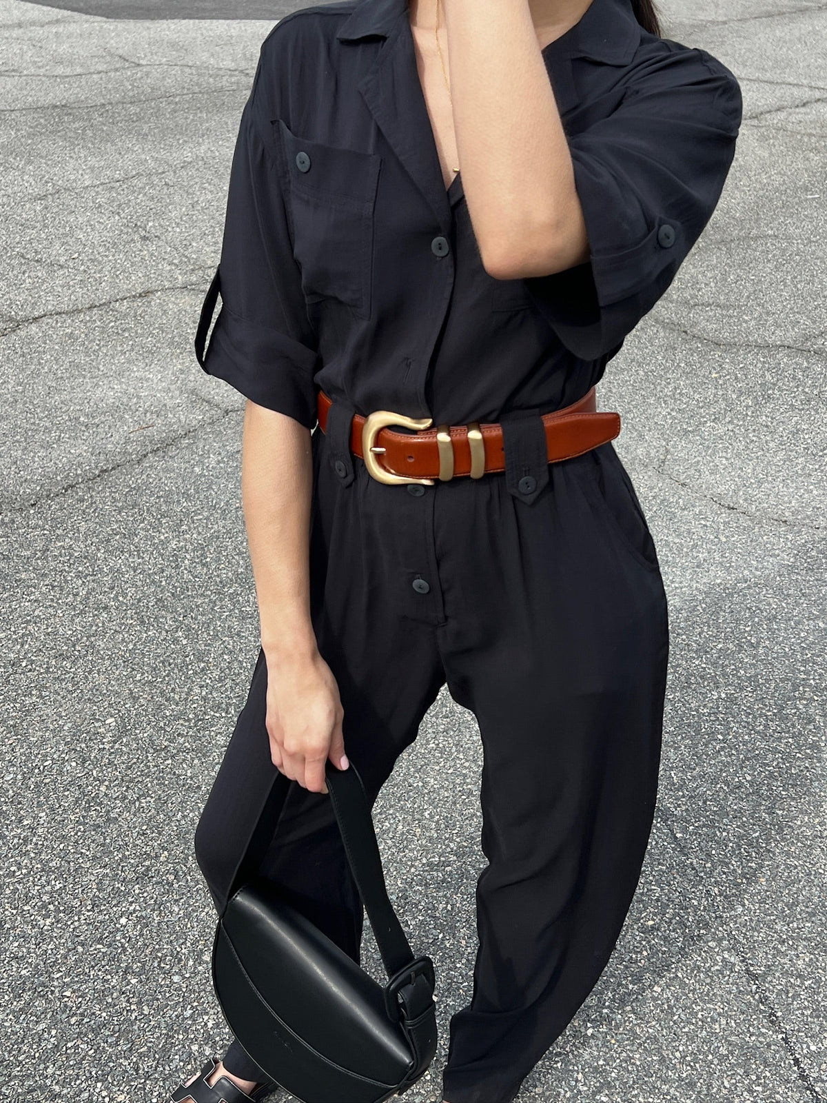 NA NIN - Johnny Sandwashed Voile Jumpsuit - Onyx -