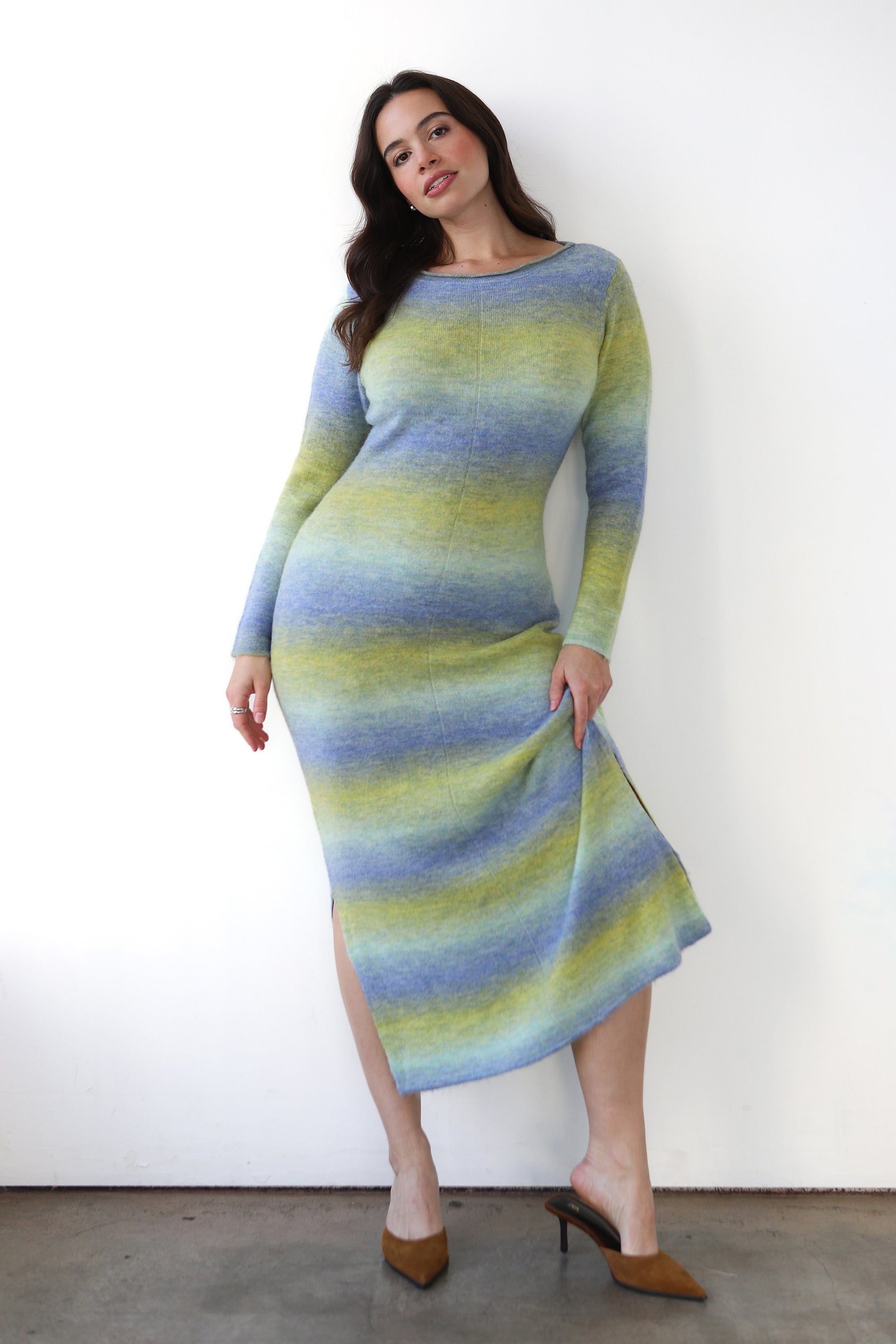 Callahan Knitwear - Inside Out Maxi Dress - Lemongrass Gradient -