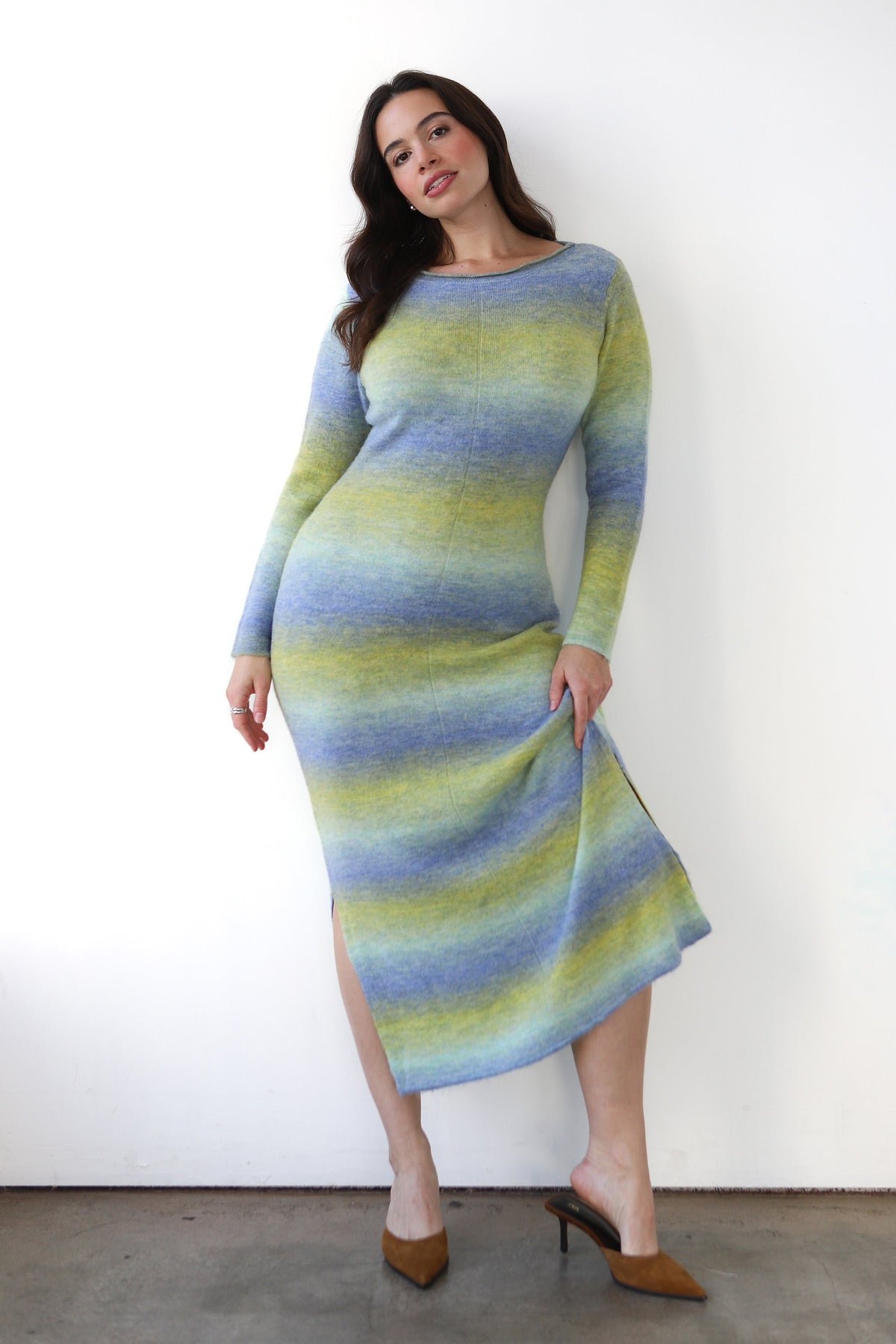Callahan Knitwear - Inside Out Maxi Dress - Lemongrass Gradient -