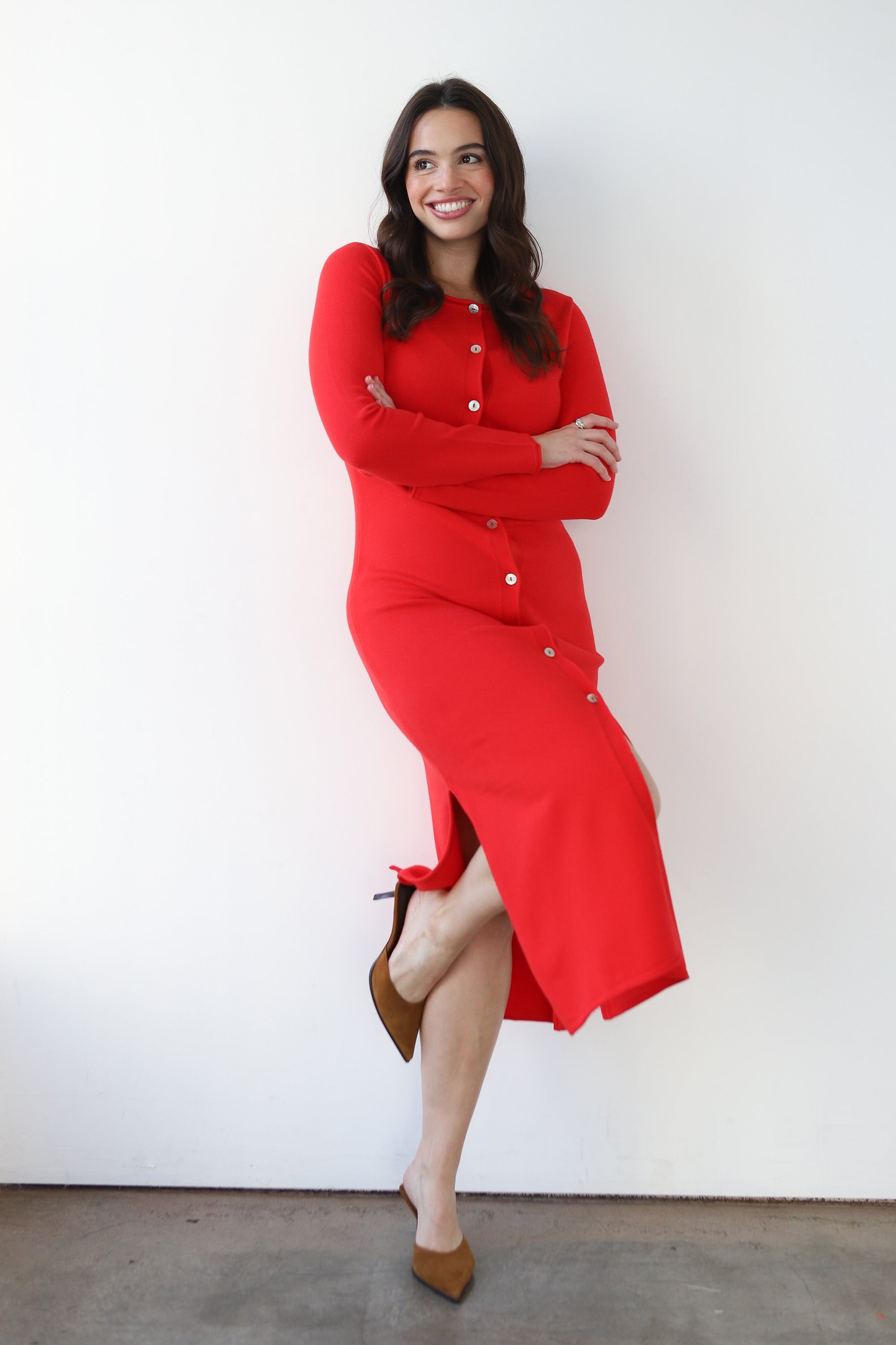 Callahan Knitwear - Inside Out Button Up Maxi Dress - Poppy -