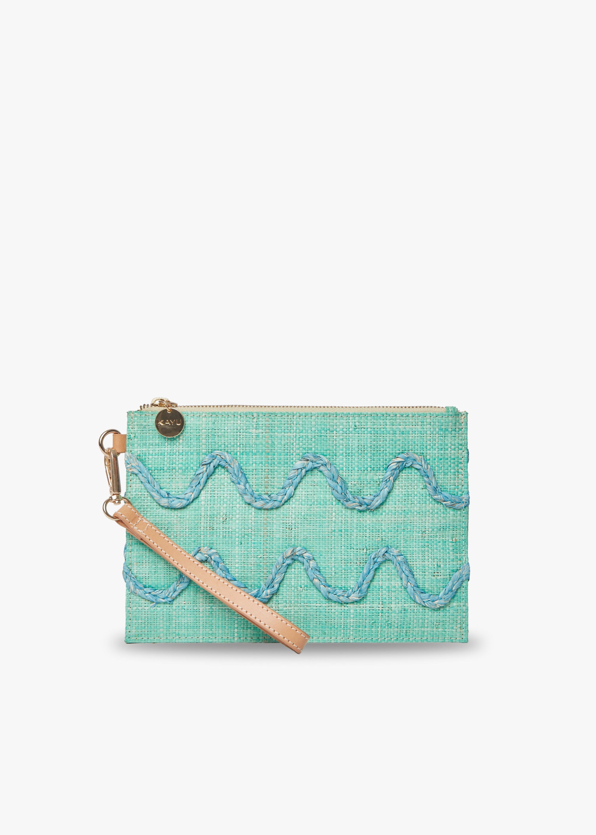 Kayu - Irma Straw Pouch Wristlet Bag - Green
