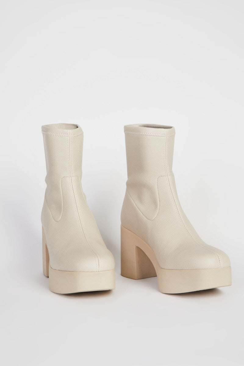 Intentionally Blank - Marlowe Vegan Platform Boot Cream Sole -