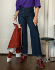 Loup - Kate Wide Leg Ankle Jeans - Dark Indigo -