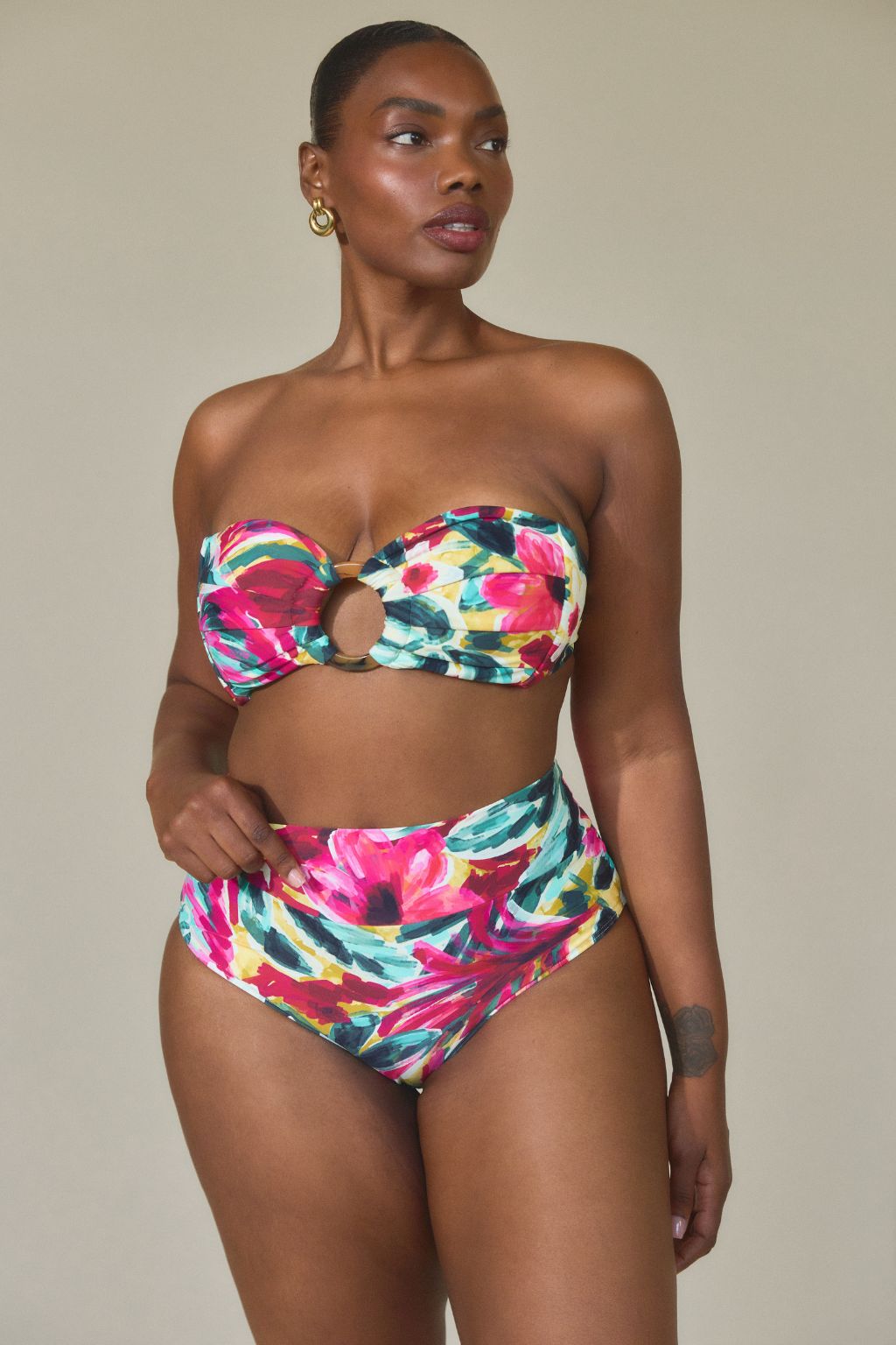 Montce - Isla Floral Full Coverage High Rise Bikini Bottom -