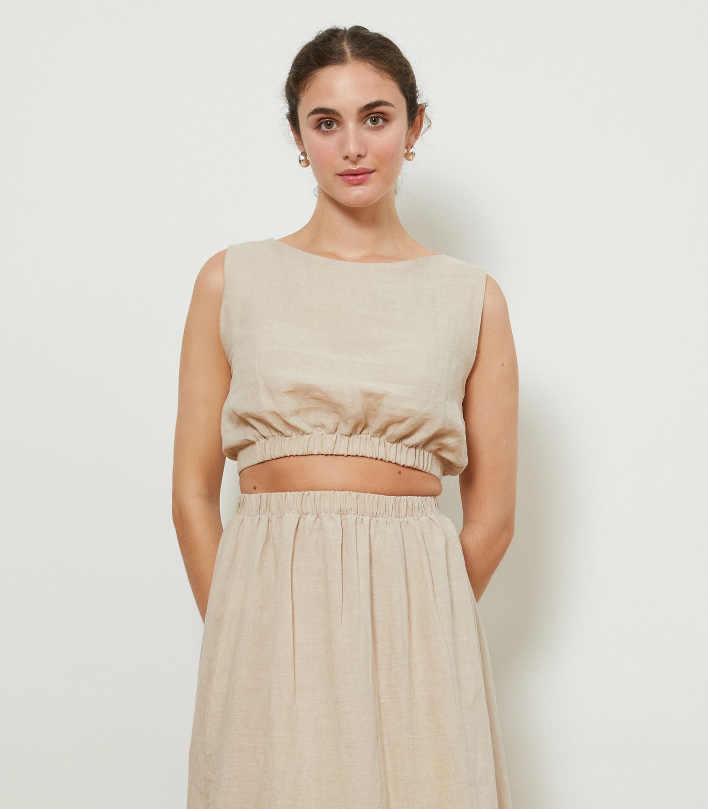 Loup - Carla Cropped Linen Top - Ivory -