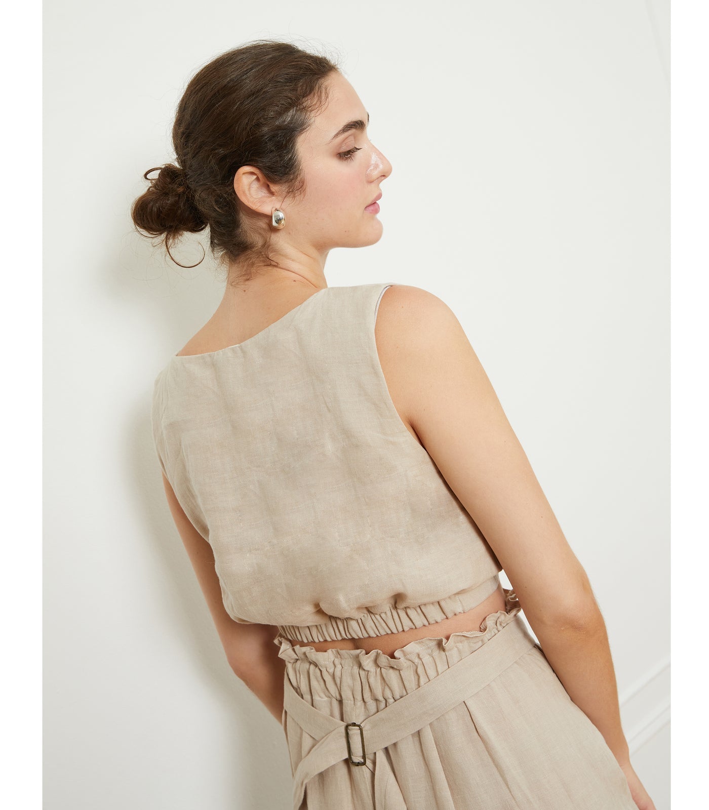Loup - Carla Cropped Linen Top - Ivory -